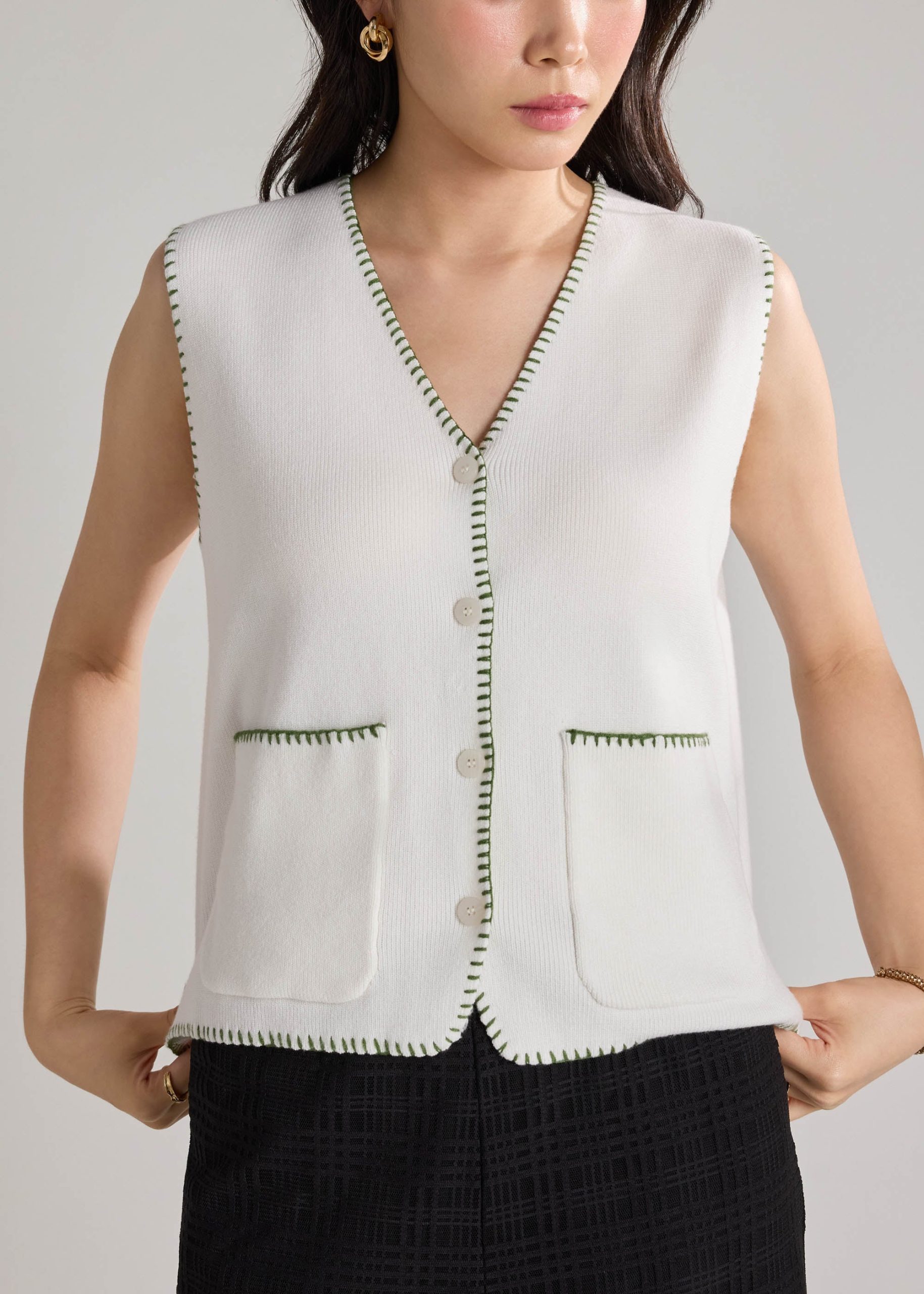 Blanket Stitch Knit Vest - Image 11