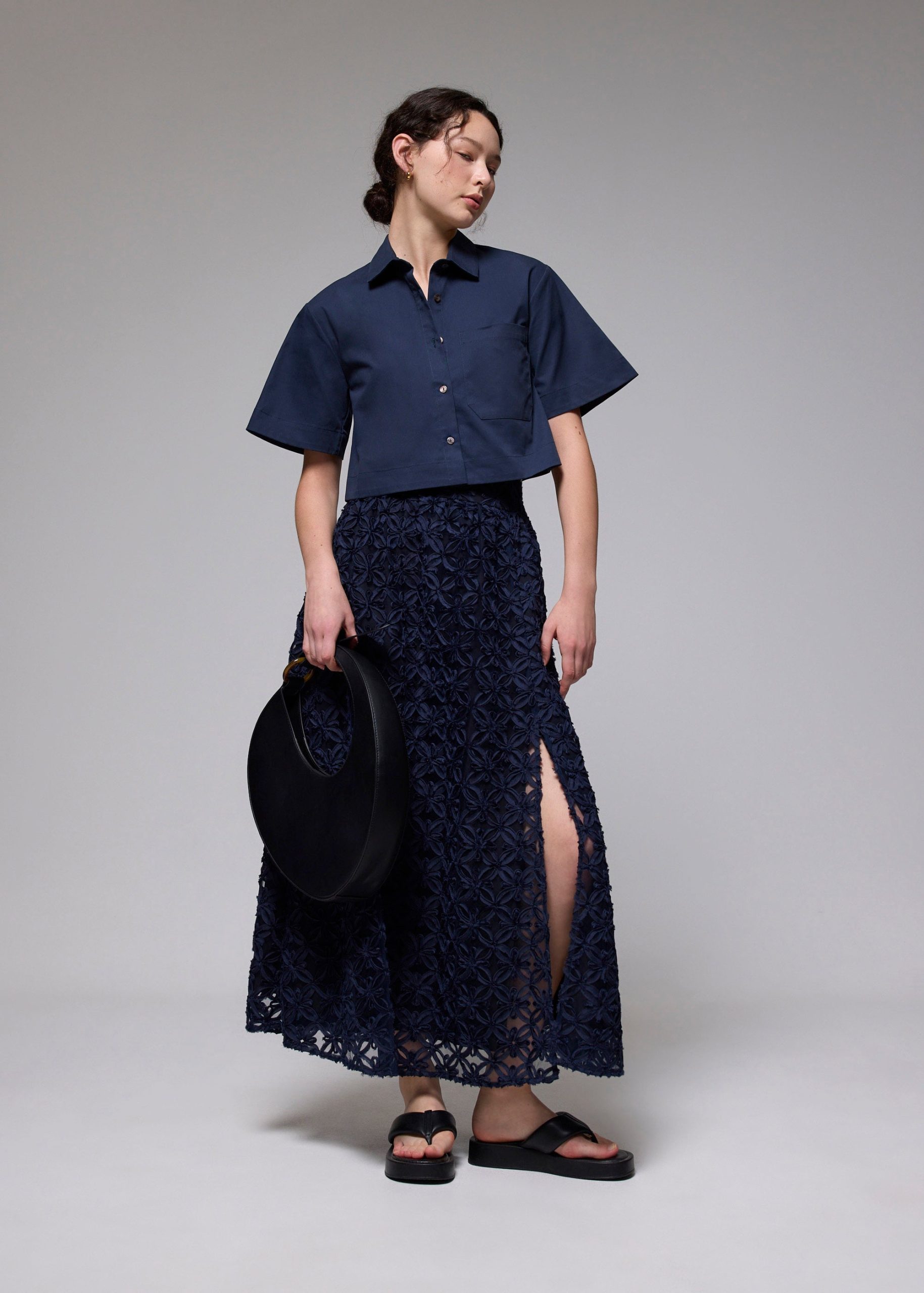 Lace High Waist Flare Maxi Skirt - Image 9