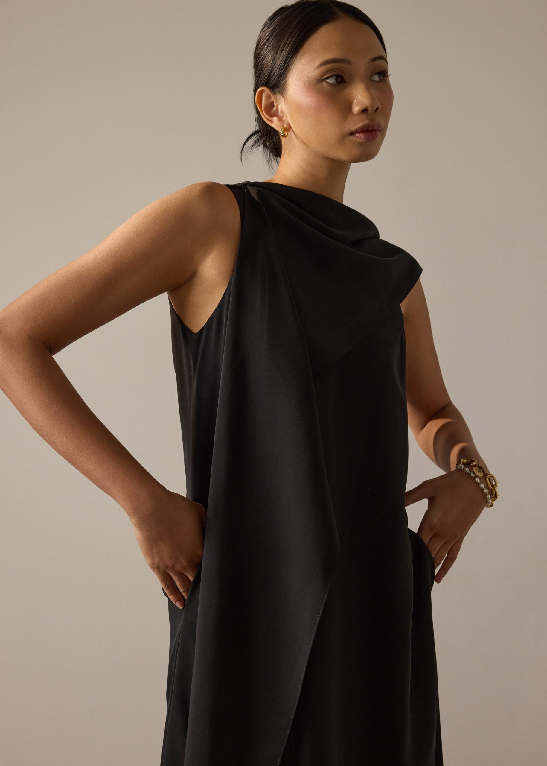 Suzanne Multi-way Detachable Shawl Column Midaxi Dress - Image 3