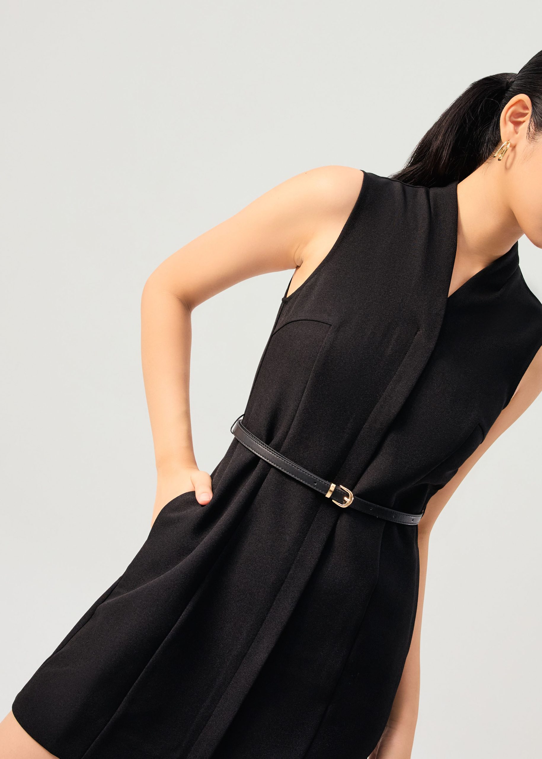 Suyin Belted Mandarin Collar Mini Dress - Image 5