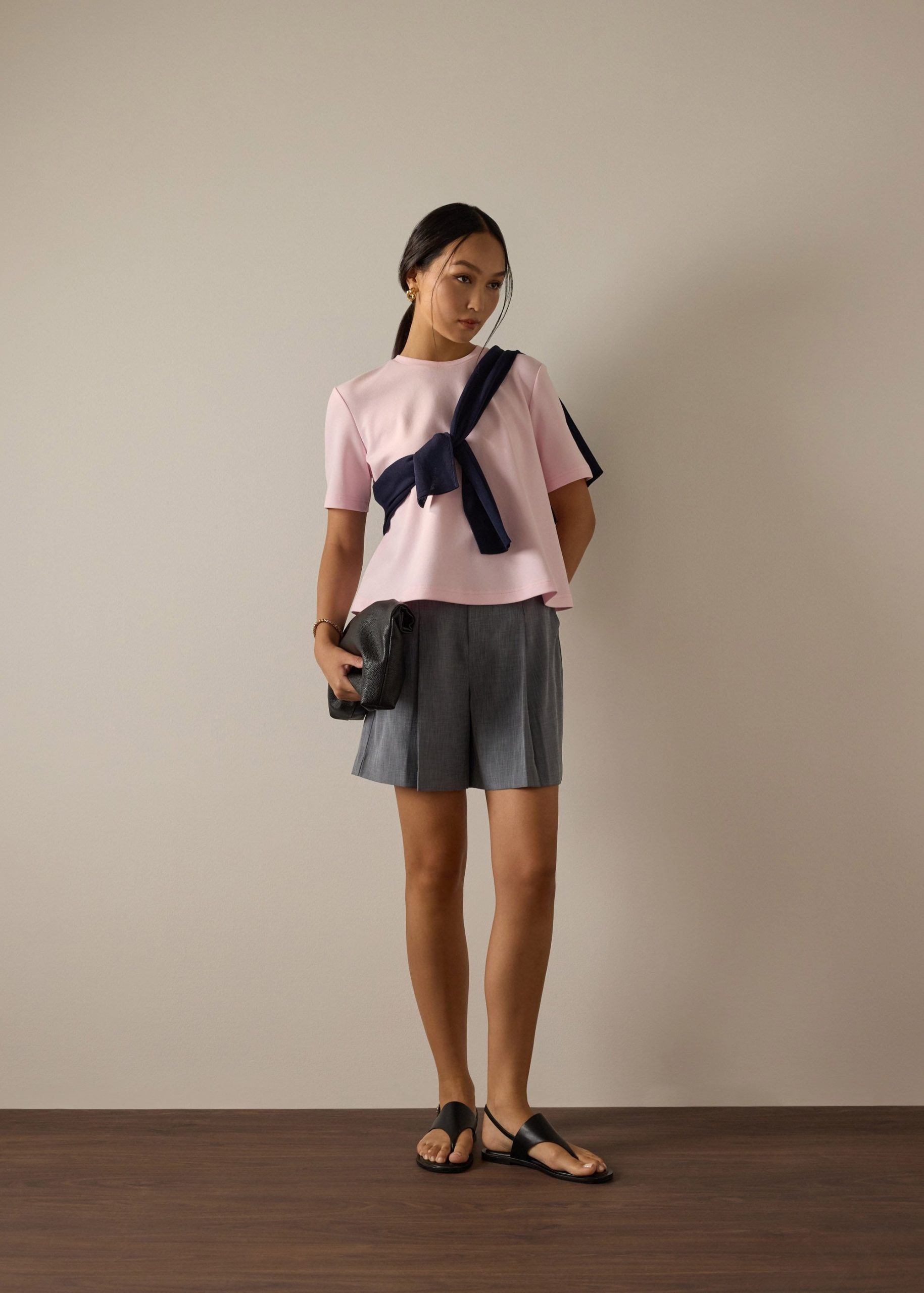 Billie Neoprene Round Neck Trapeze Tee - Image 8