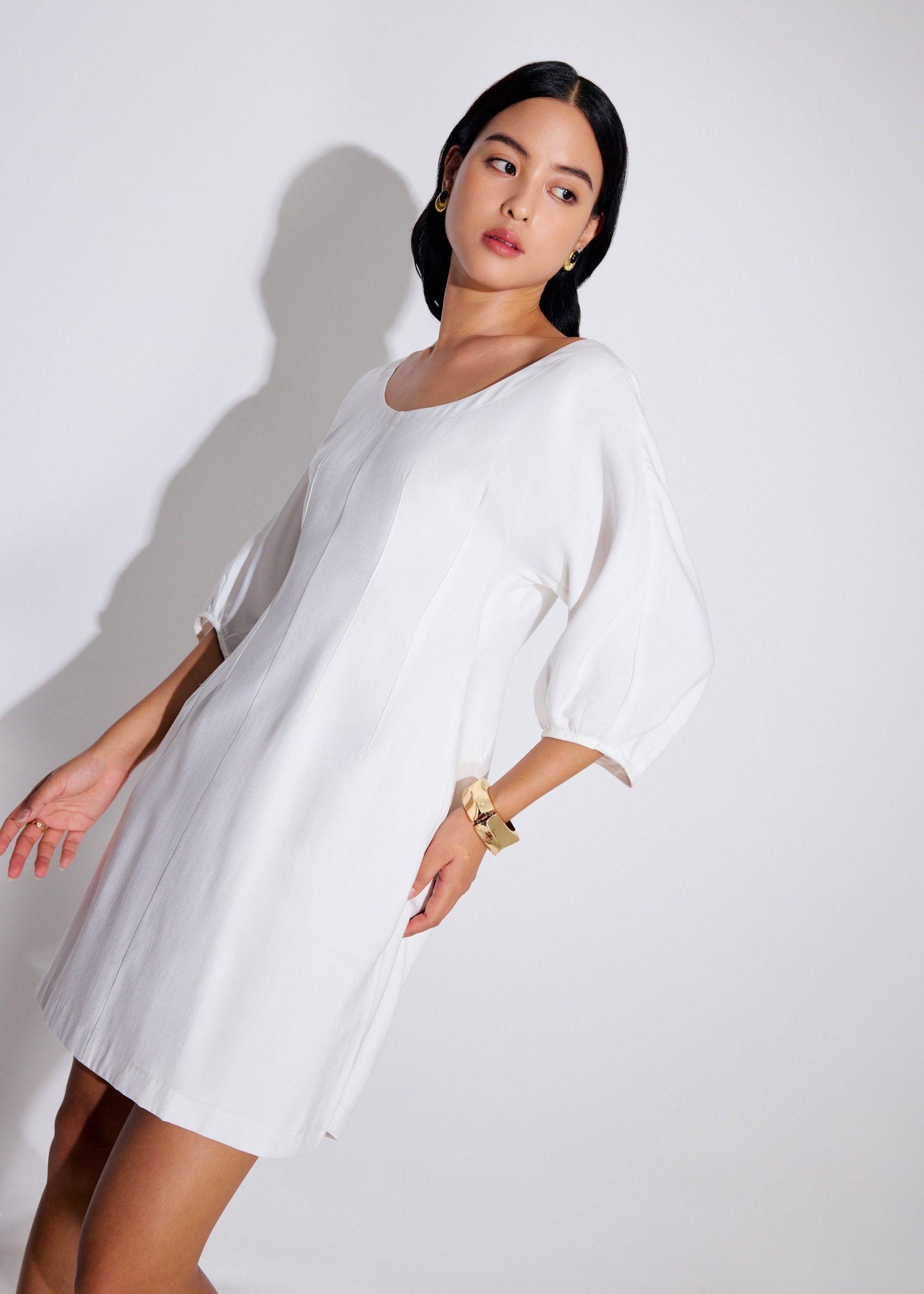 Scoop Neck Puff Sleeve A-Line Mini Dress - Image 9