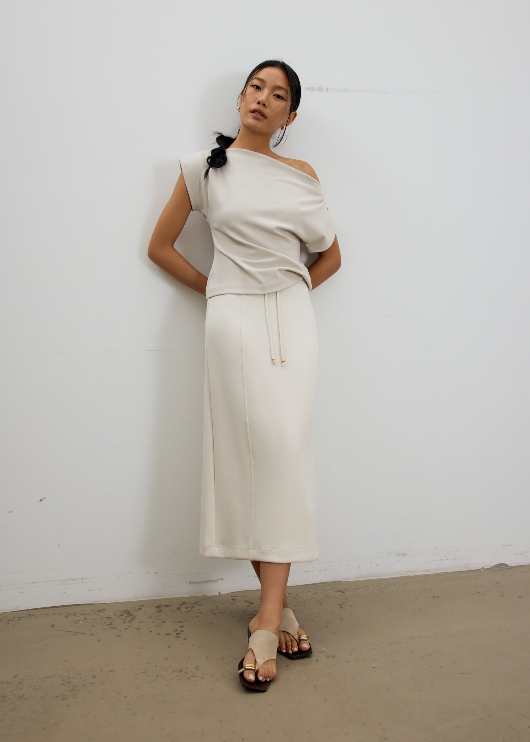 Neoprene High Waist Column Midaxi Skirt