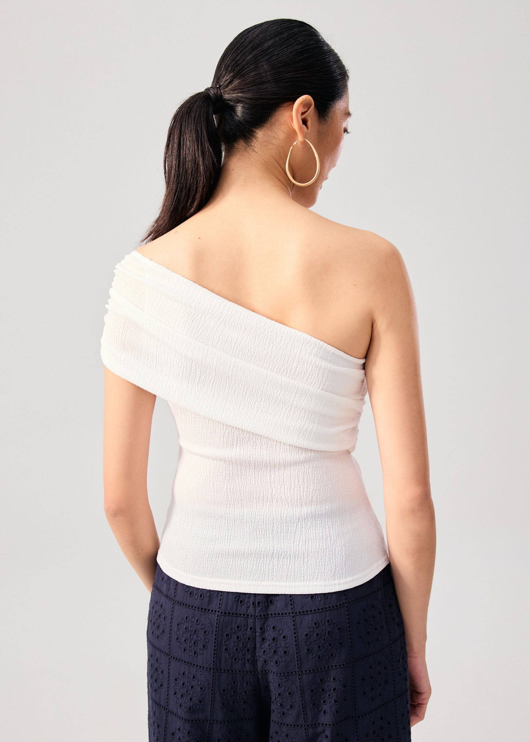 Crinkled Jersey Asymmetric Fitted Top - Image 10