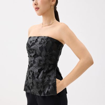 BraFree by LB Vegan Leather Lace Tube Top