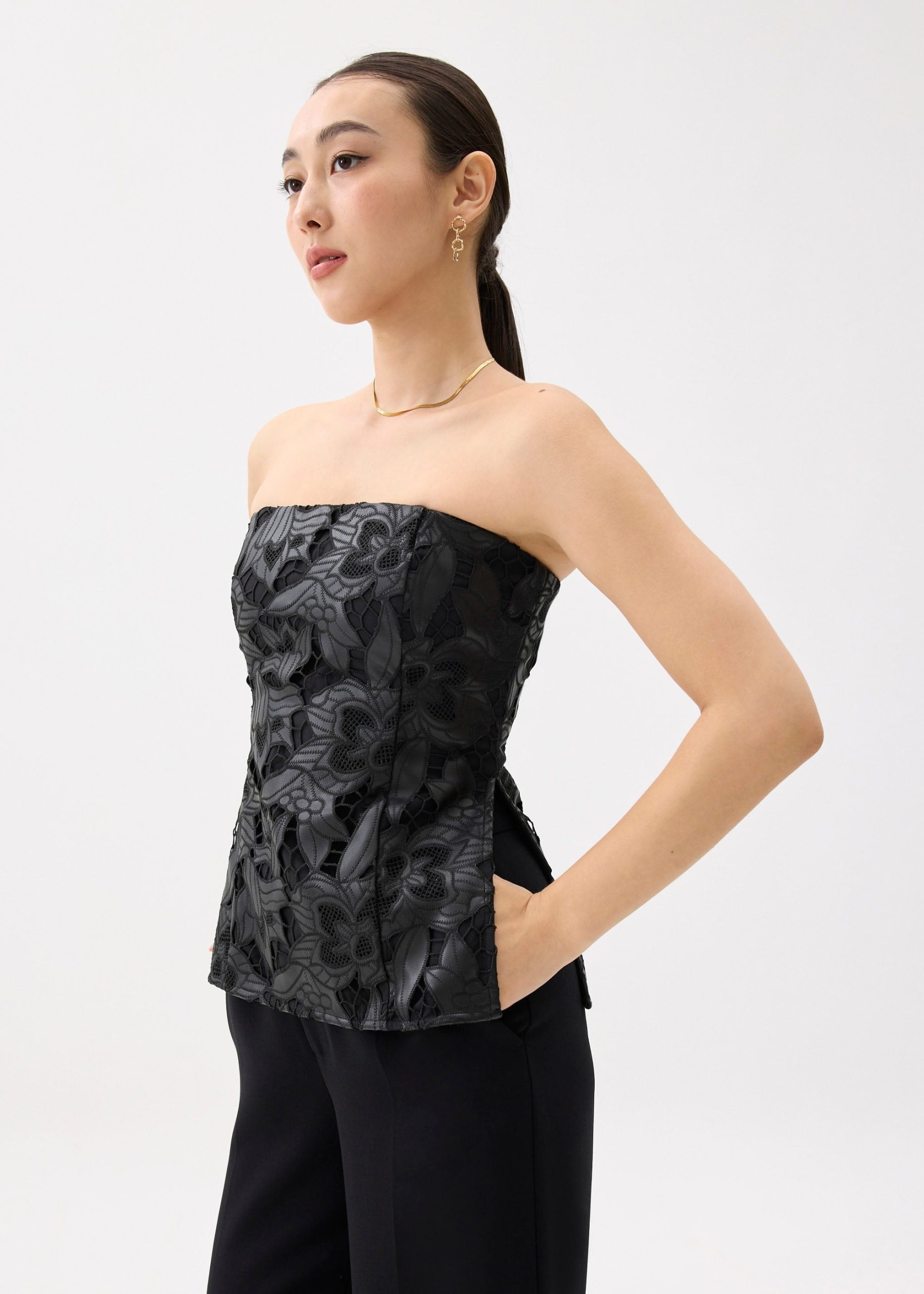 BraFree by LB Vegan Leather Lace Tube Top