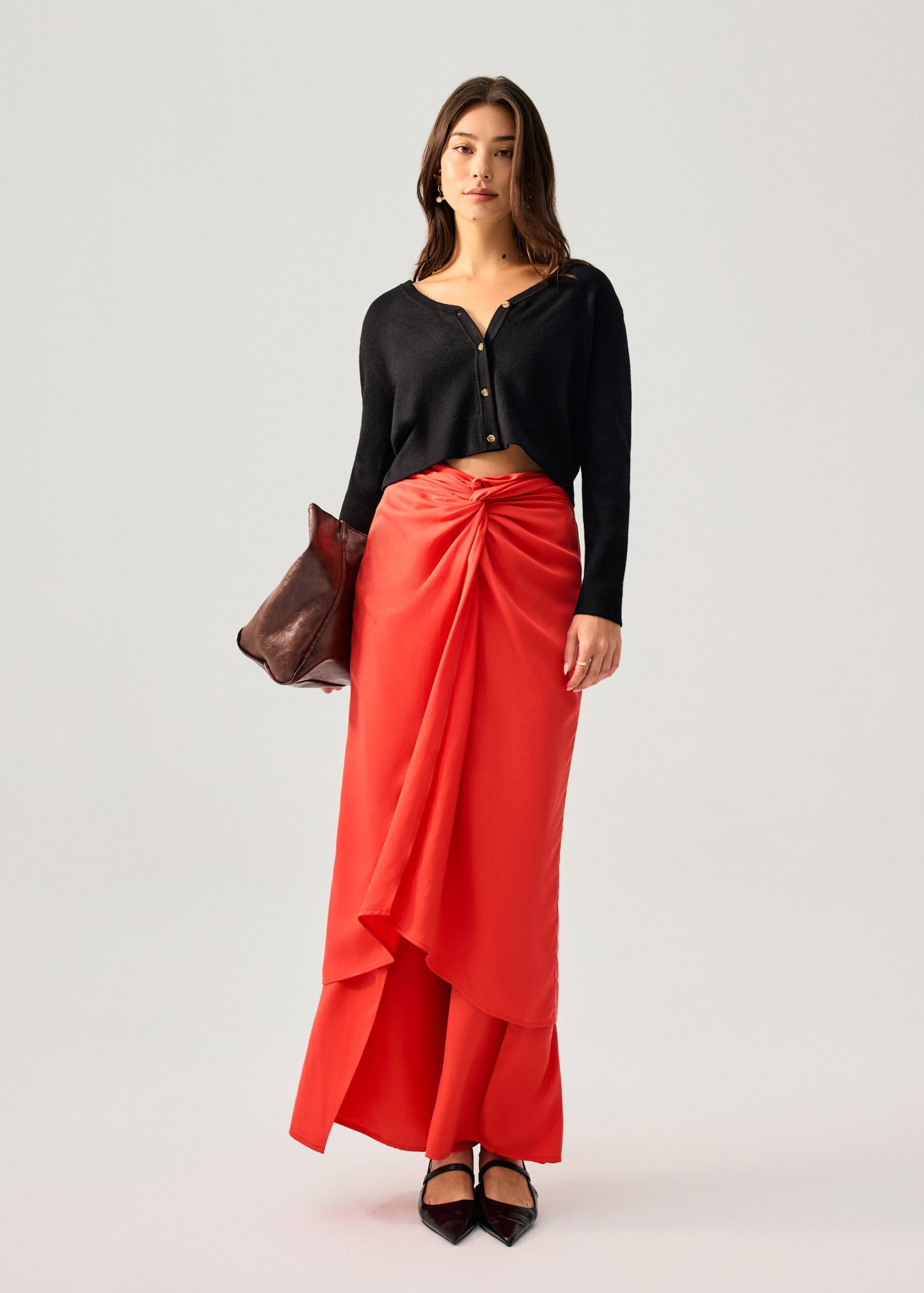 Lyocell Front Twist Column Midaxi Skirt - Image 6