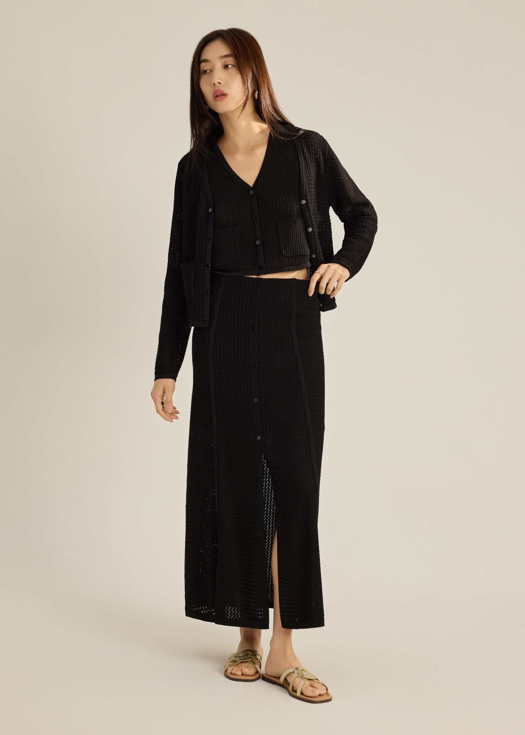 Trina Waffle Knit Boxy Cardigan - Image 2