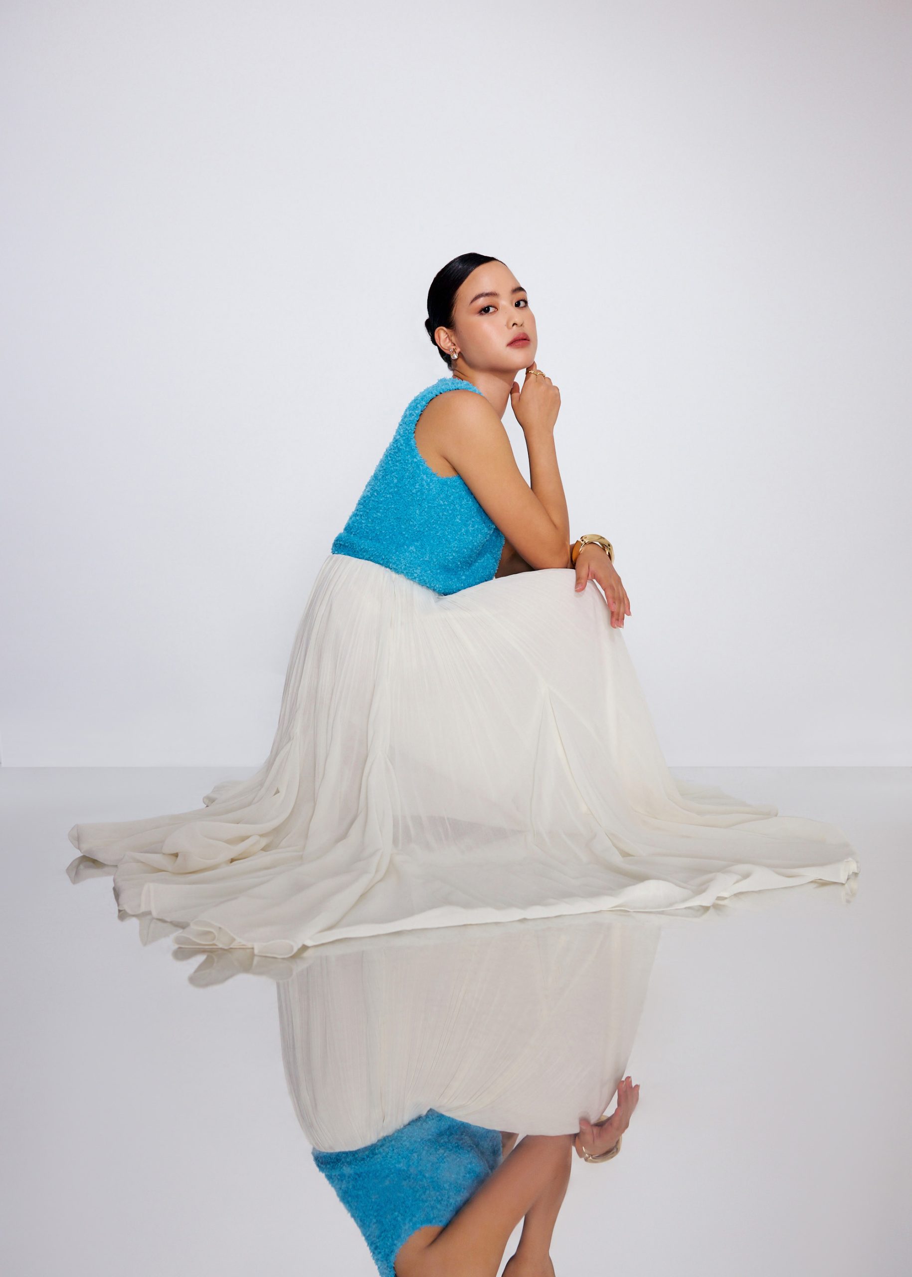 Elastic Pleated Flare Midaxi Skirt - Image 9