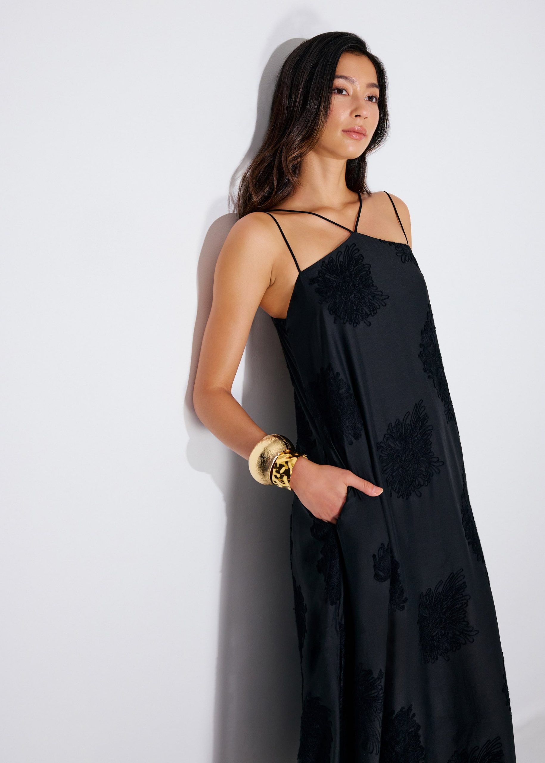 Embroidered Camisole Trapeze Maxi Dress - Image 6