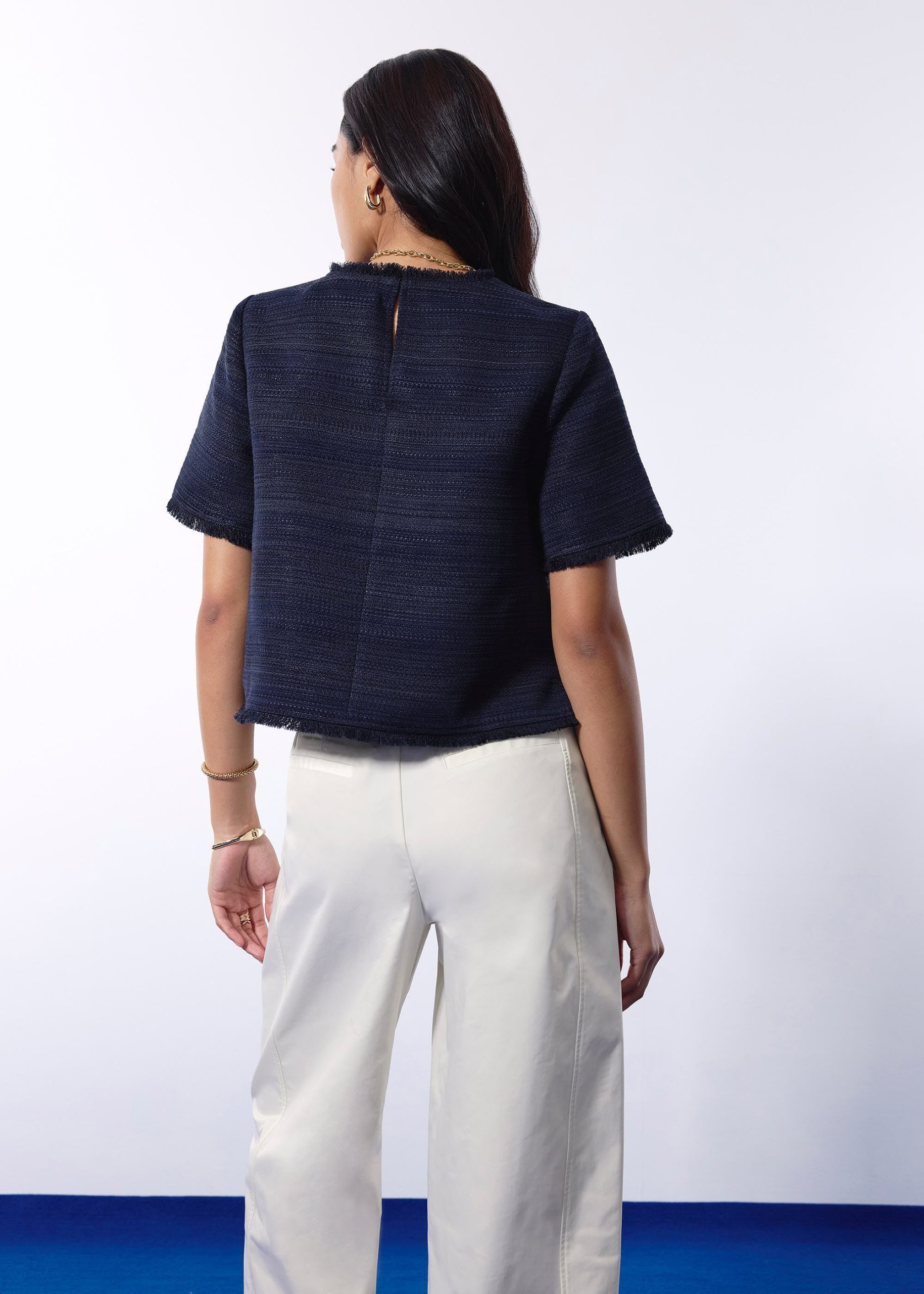 Iori Jacquard Tweed Boxy Shell Top - Image 7