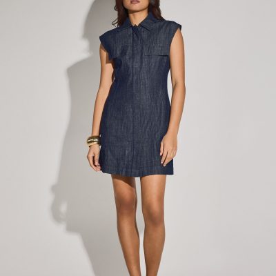Denim A-Line Button Down Mini Dress