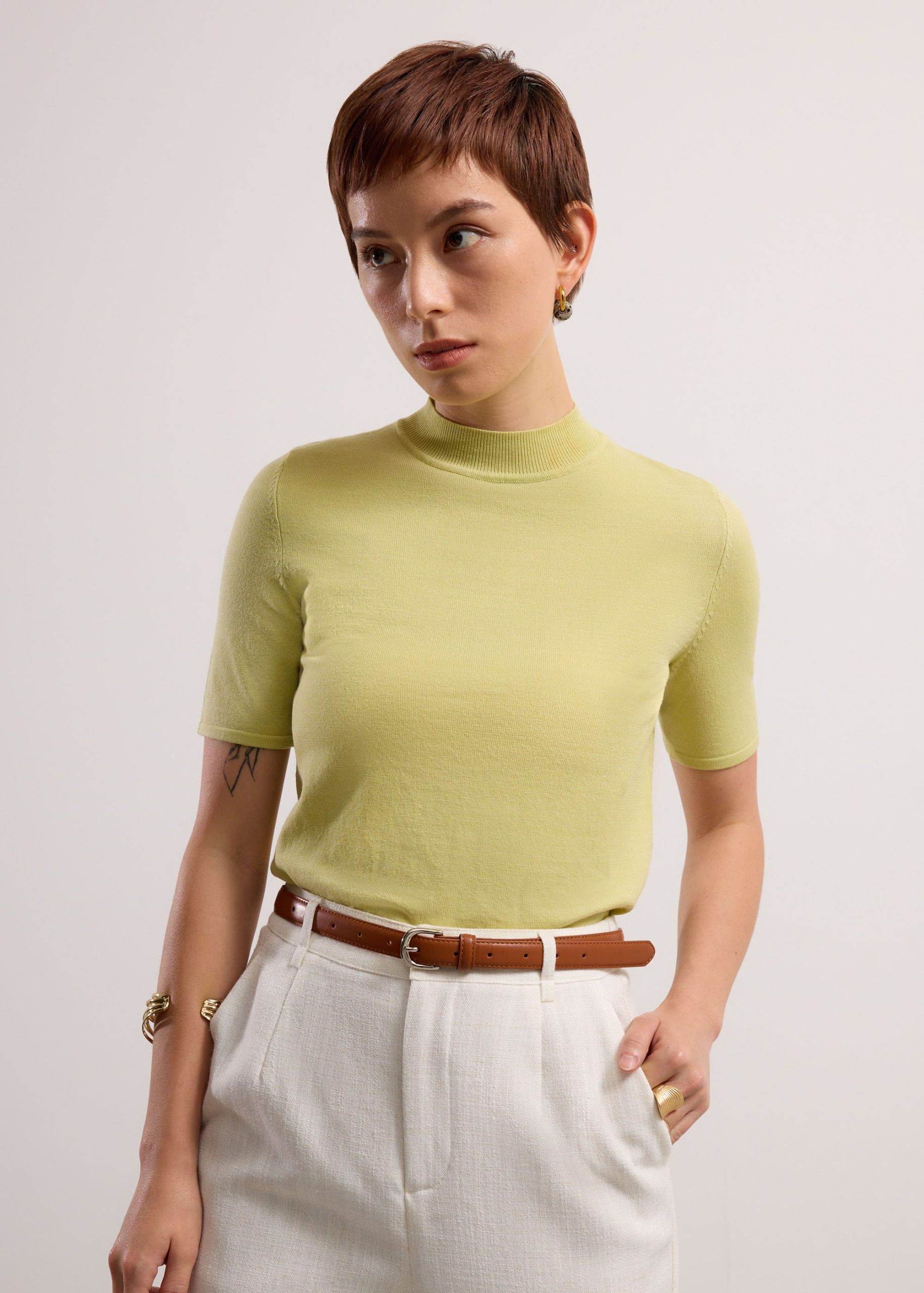 Noorie Lyocell Mock Neck Fitted Top - Image 18