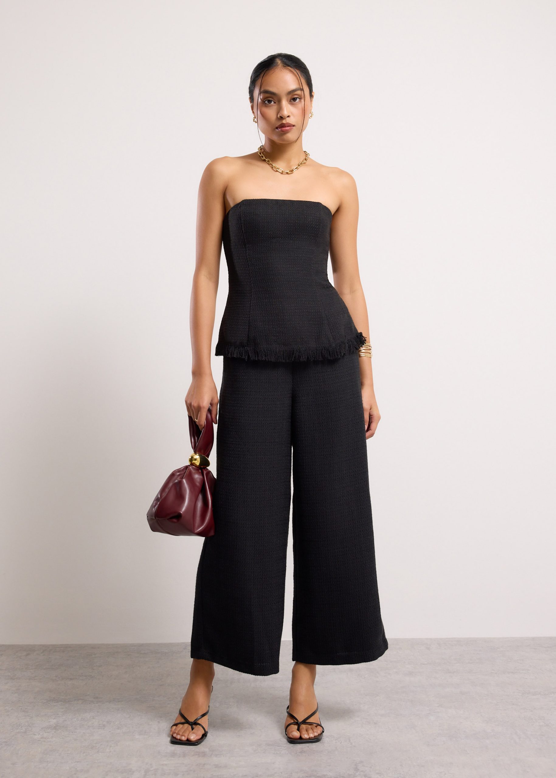 Lia Tweed High Waist Wide Leg Culottes - Image 5