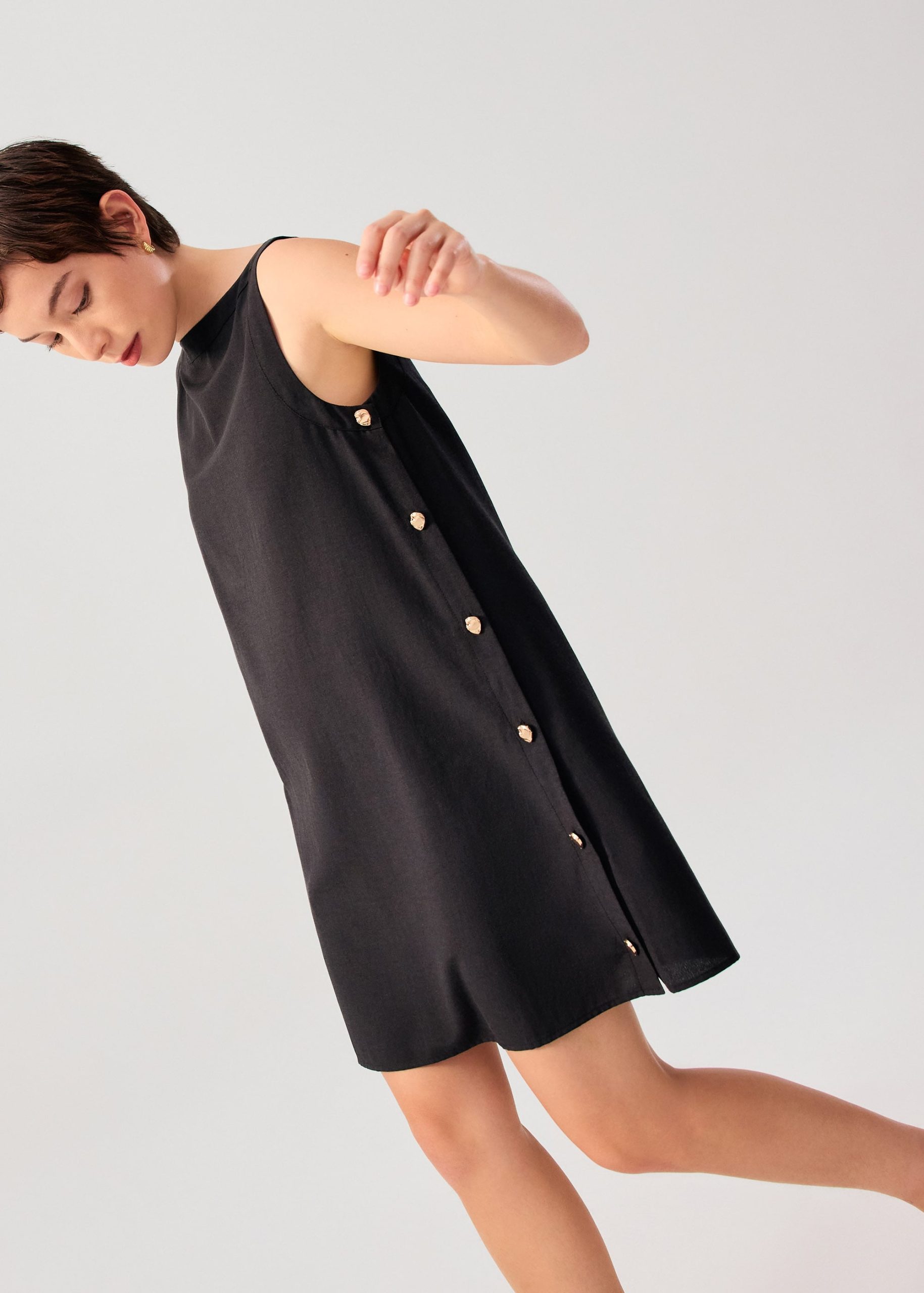 Cotton Boat Neck Shift Mini Dress - Image 7