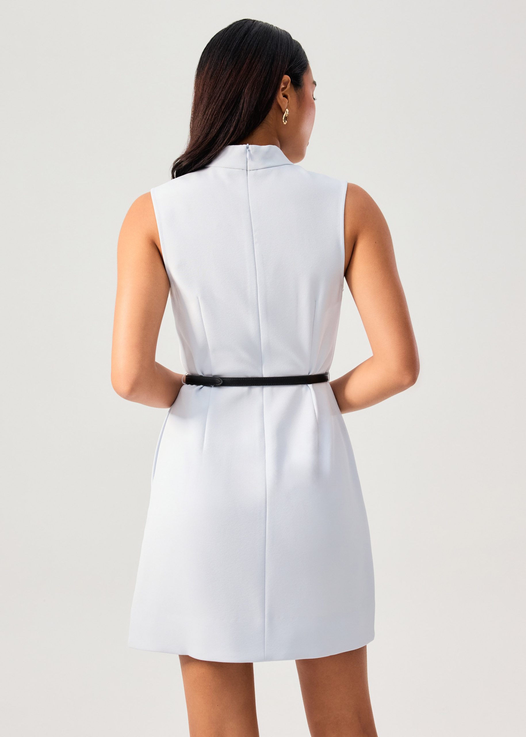 Suyin Belted Mandarin Collar Mini Dress - Image 24