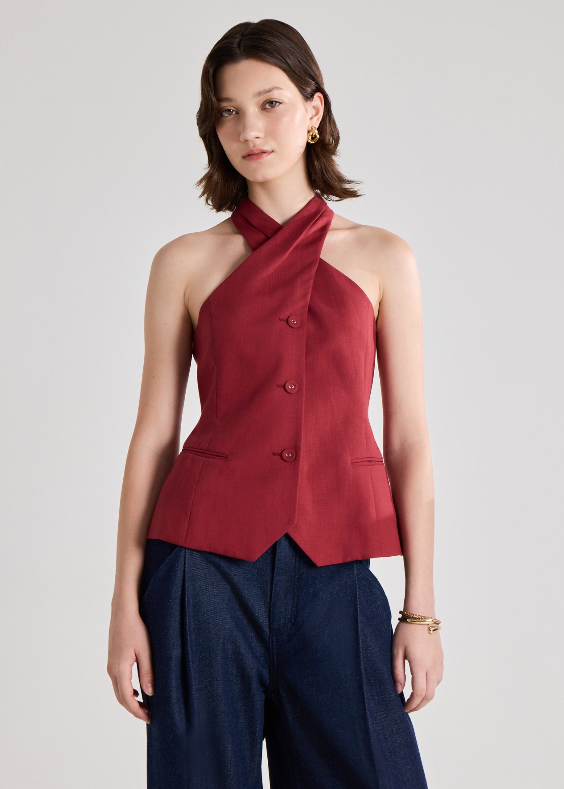 Akira Premium Linen Halter Top