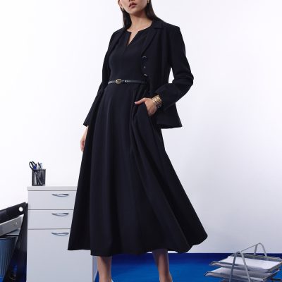 Becca Panelled Ruched Fit & Flare Midaxi Dress