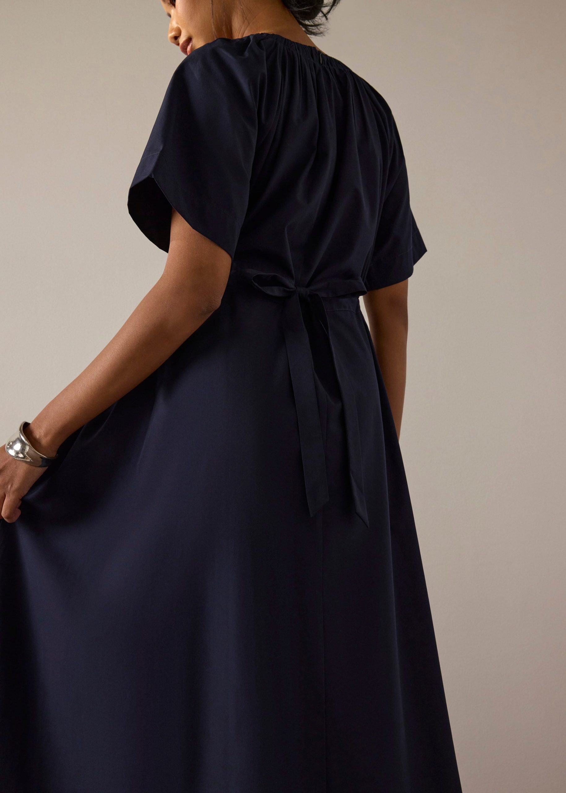 Fit & Flare Midi Dress With Sash - Image 2