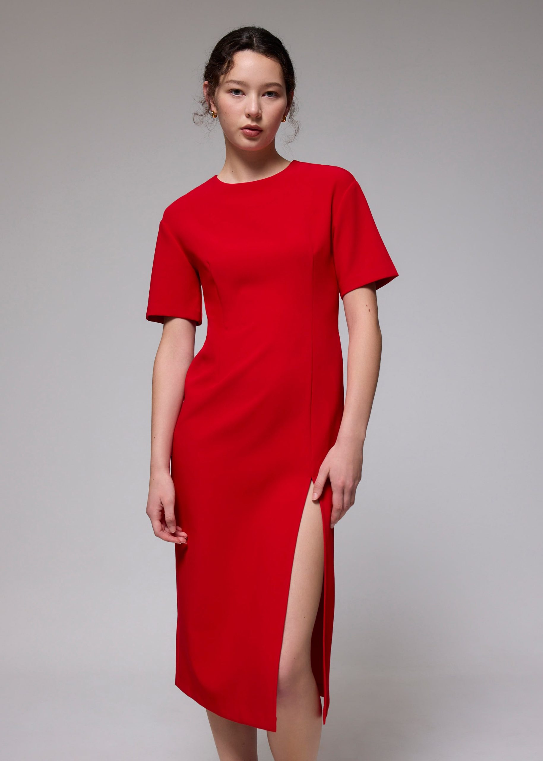 Round Neck Column Midaxi Dress - Image 11