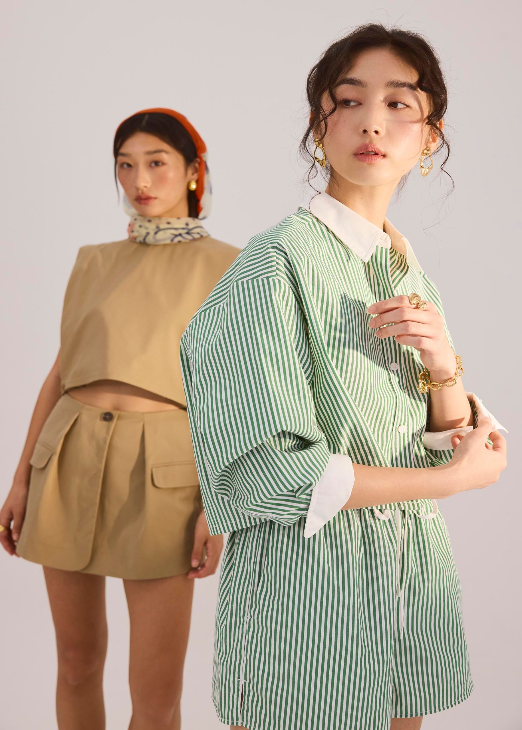 Striped Cotton A-line Shorts - Image 8