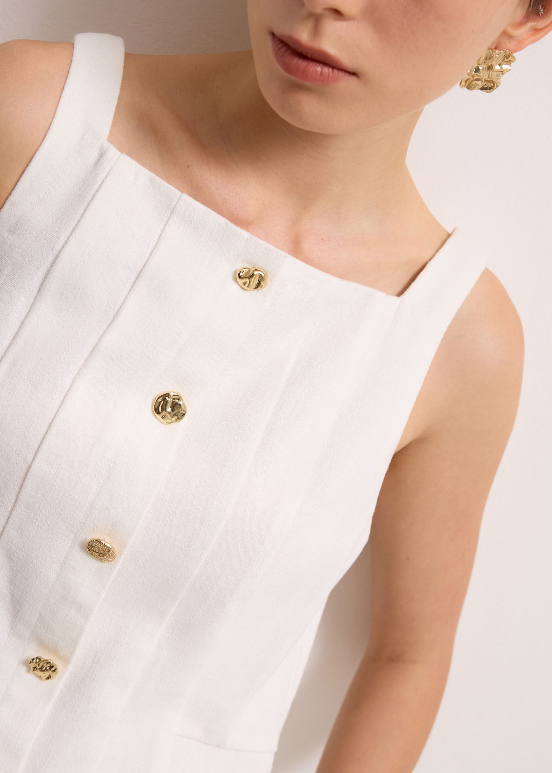 Denim Panelled A-Line Mini Dress - Image 11