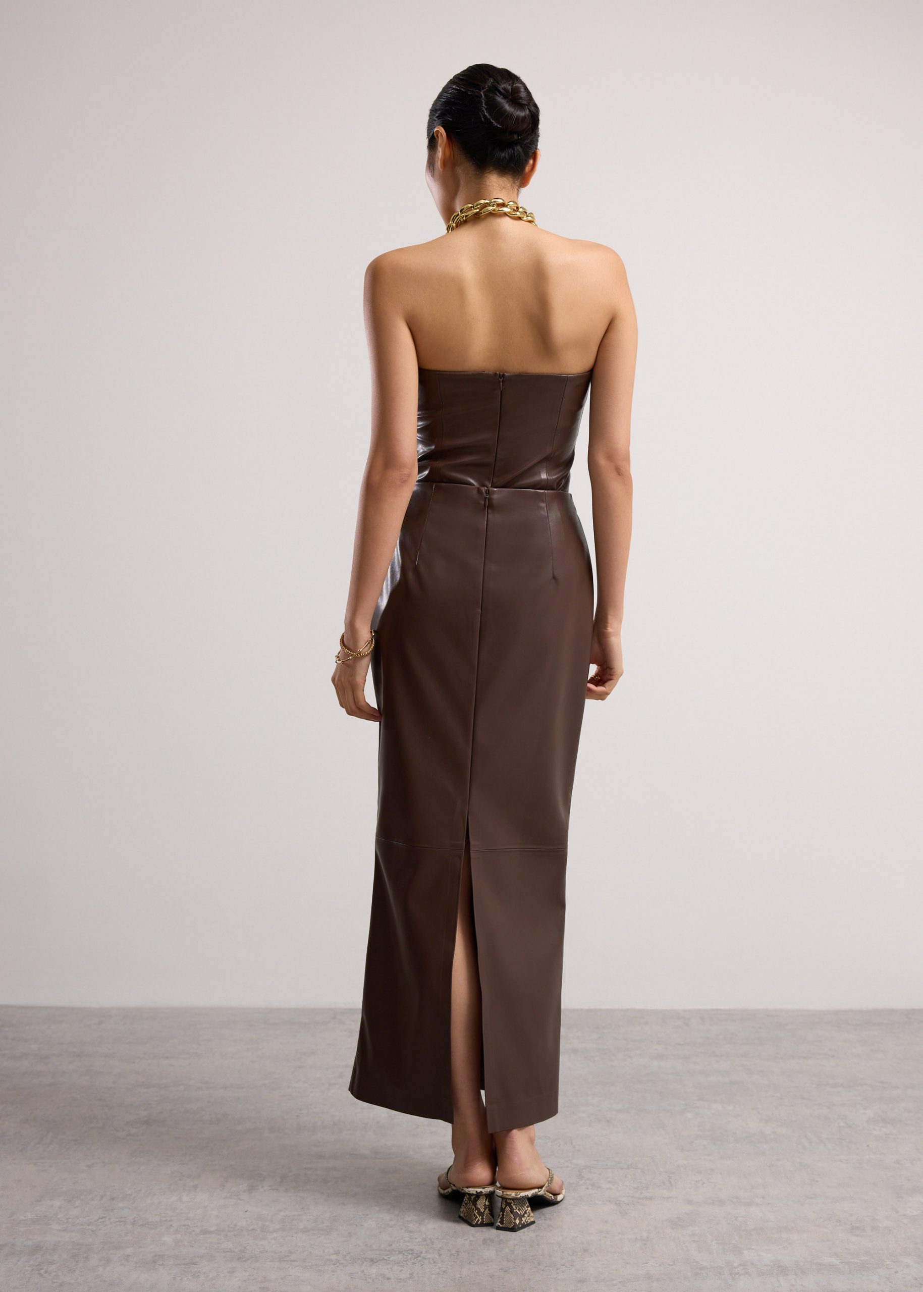 Rachel Vegan Leather Column Maxi Skirt - Image 6
