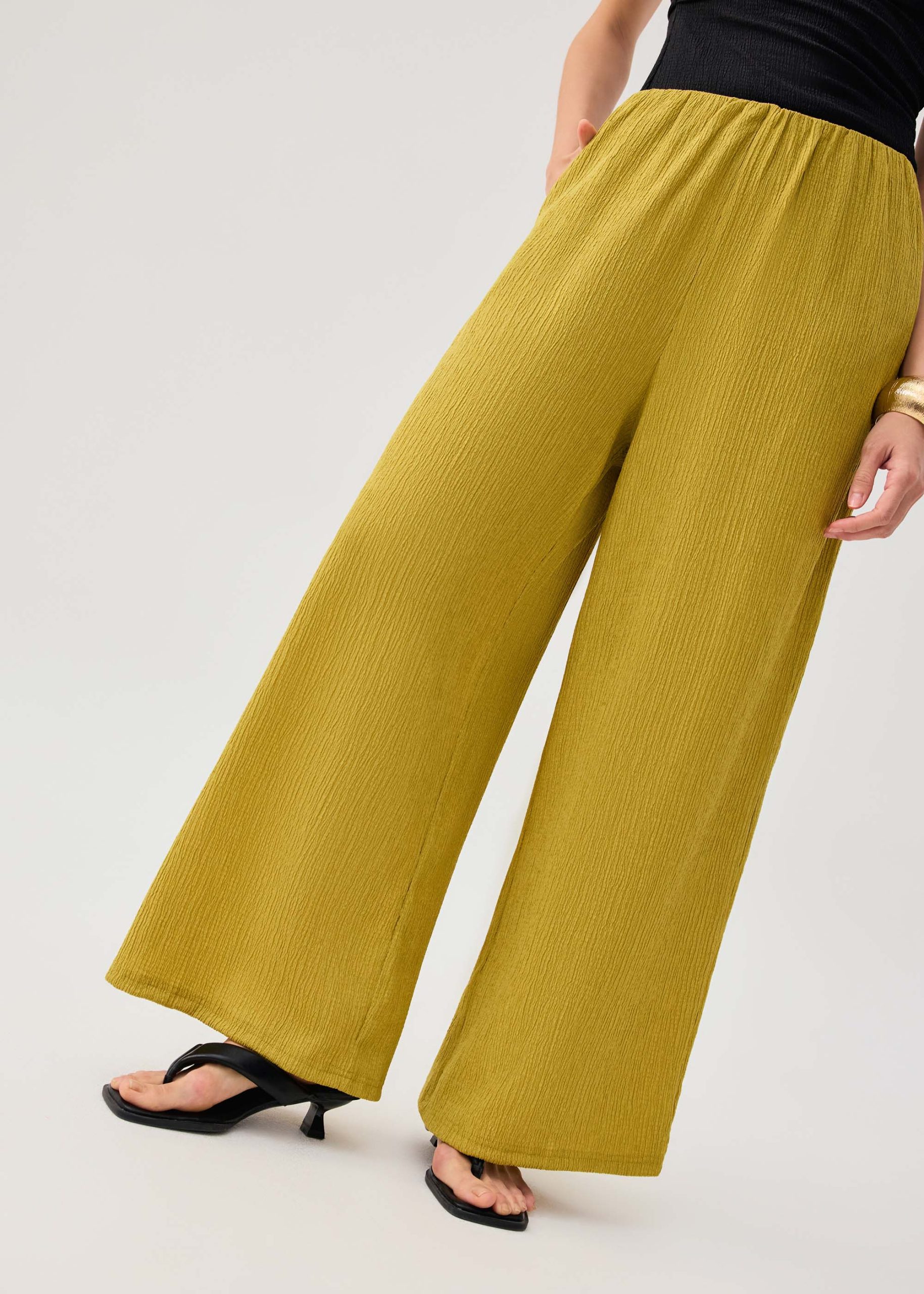 Elastic Crinkled Jersey Wide Leg Pants - Image 21