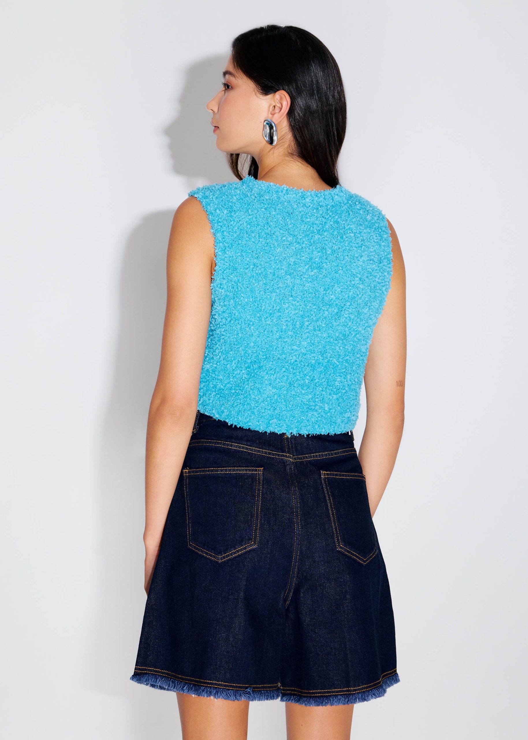 Fuzzy Knit Shell Crop Top - Image 5