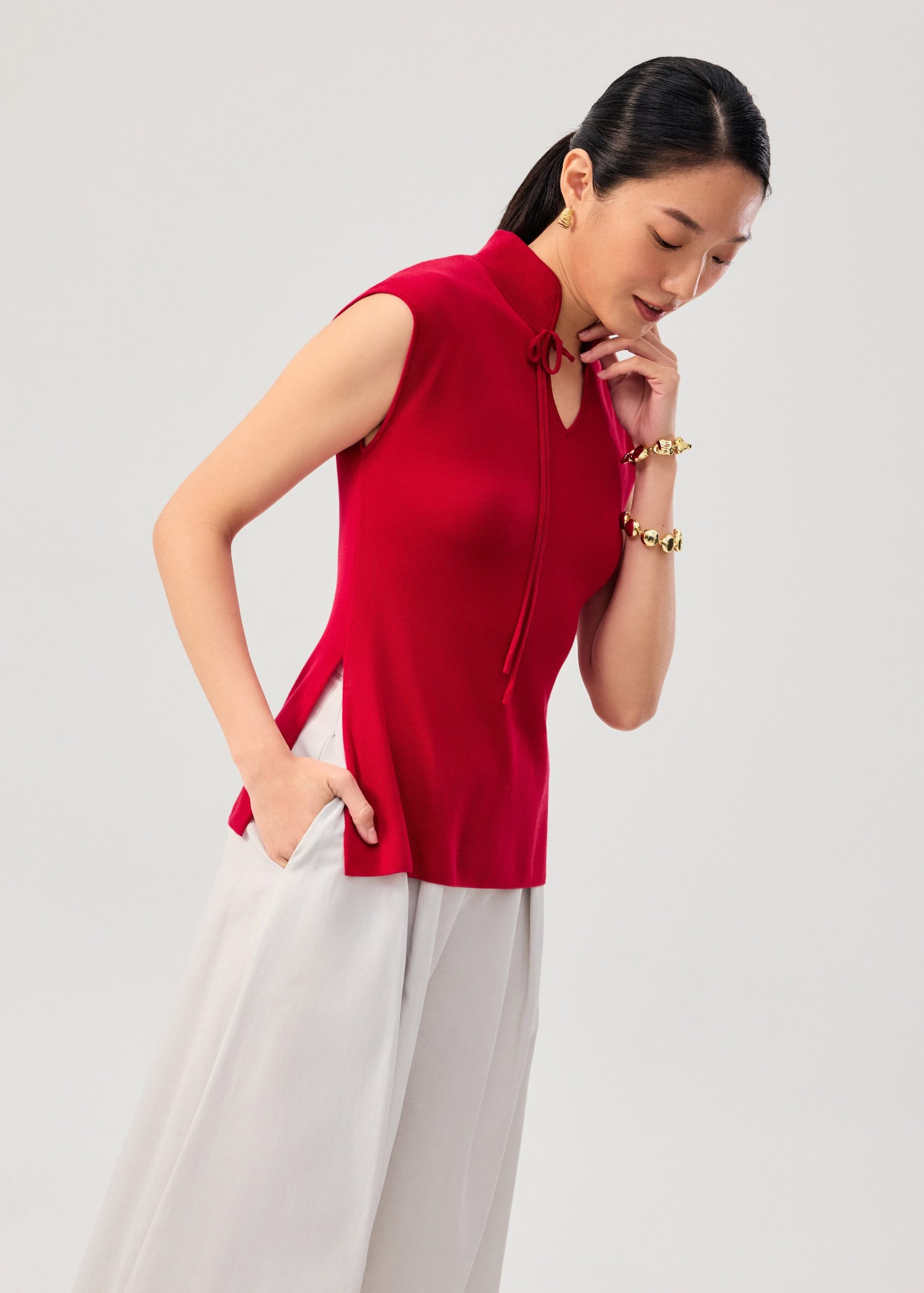 Tiffy Mandarin Collar Fitted Top - Image 12