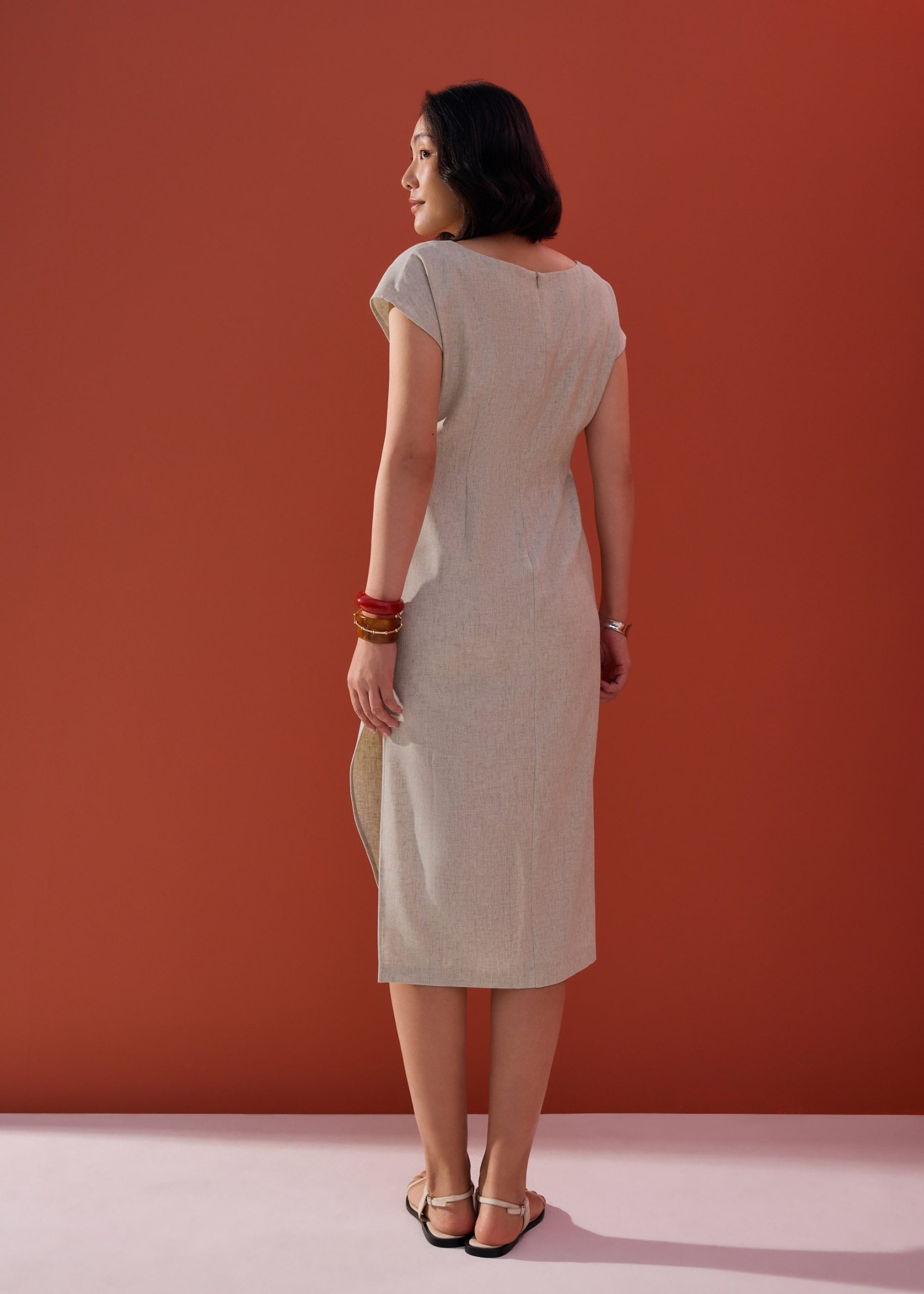 Hansa Boat Neck Column Drape Midaxi Dress - Image 11