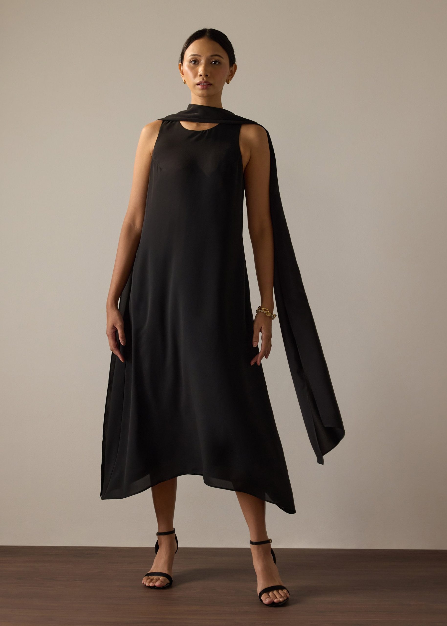 Suzanne Multi-way Detachable Shawl Column Midaxi Dress - Image 2