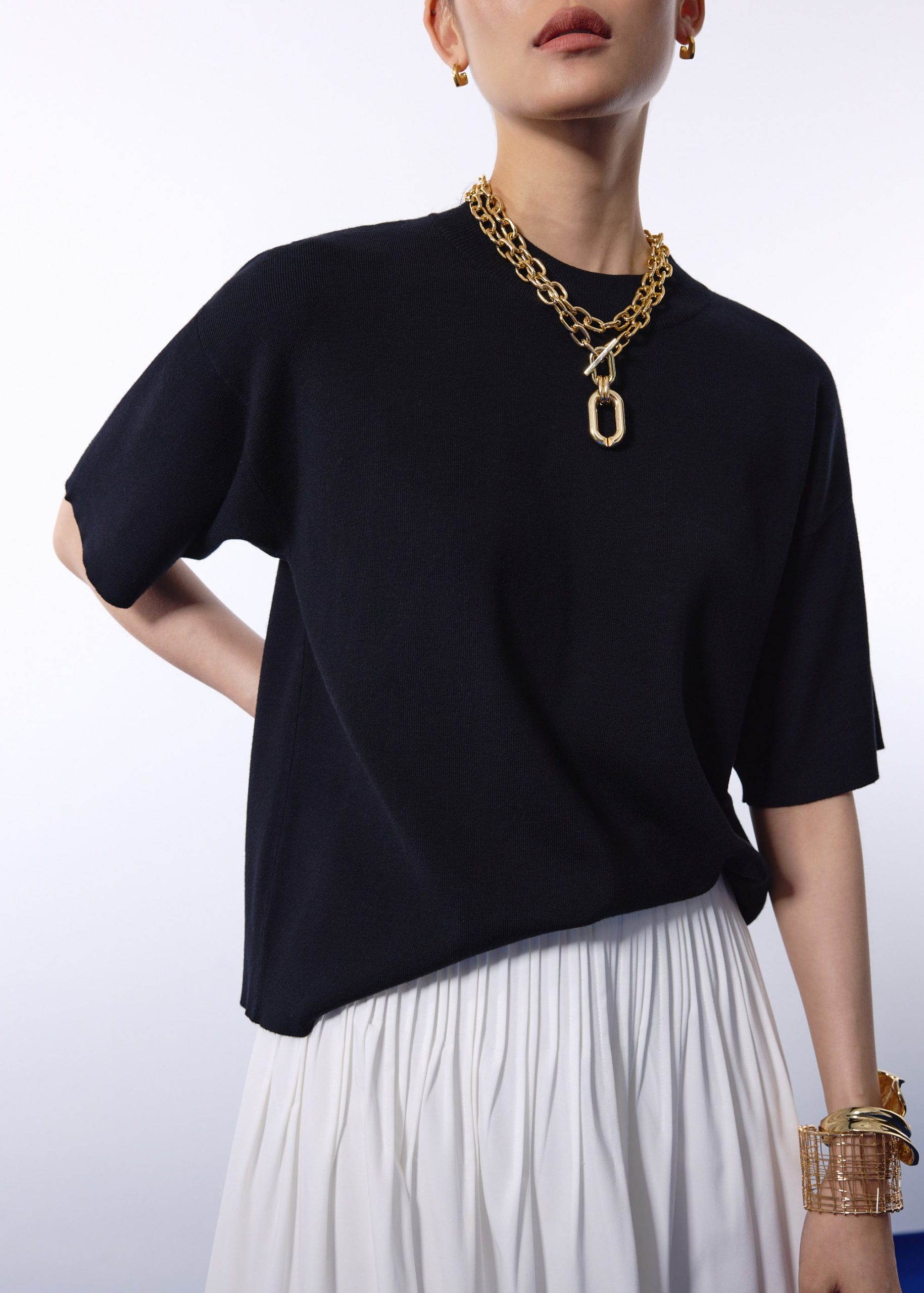 Mia Relaxed Knit Mock Neck Tee - Image 2
