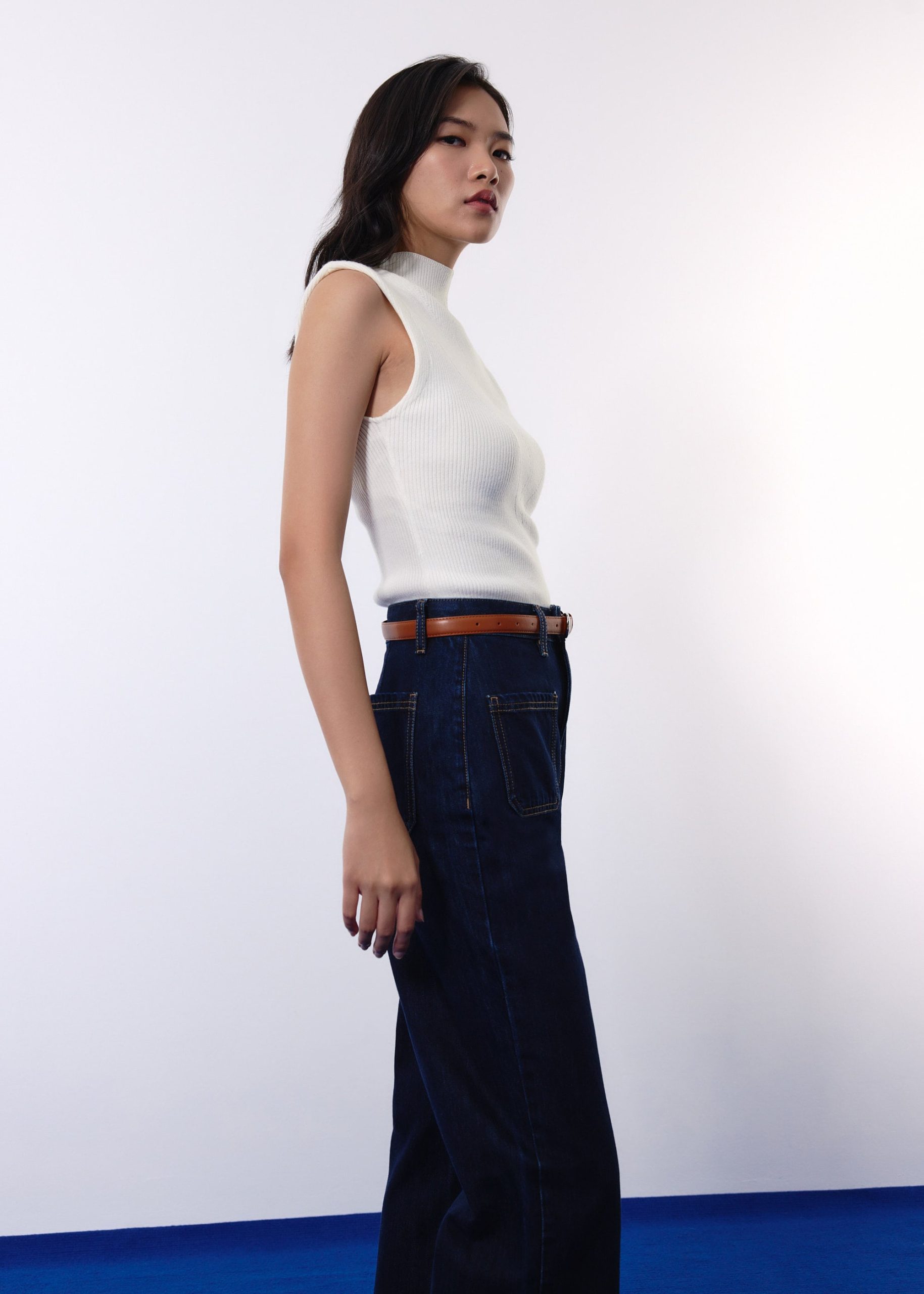 Rae Shoulder Padded Knit Mock Neck Top - Image 5