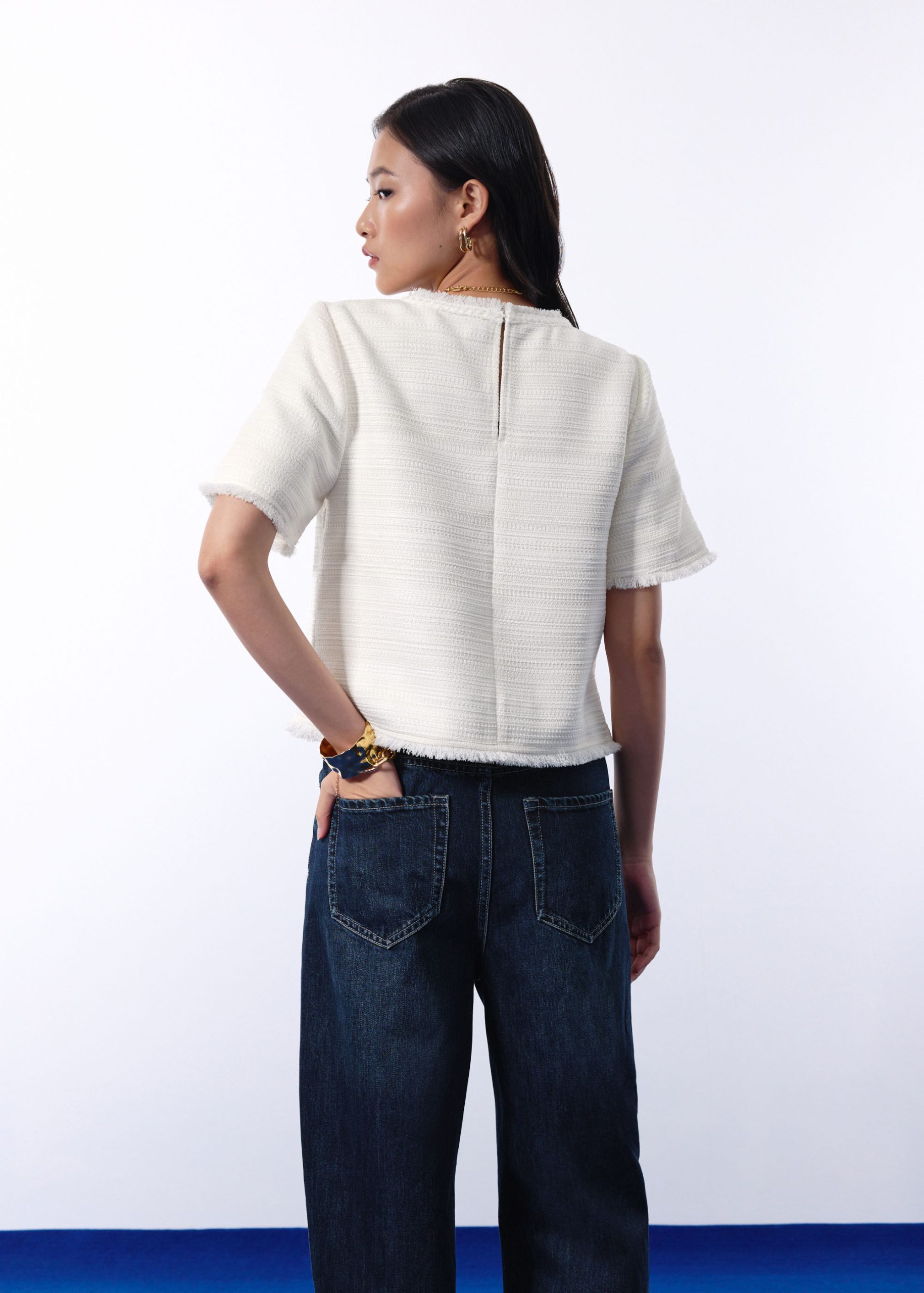 Iori Jacquard Tweed Boxy Shell Top - Image 12
