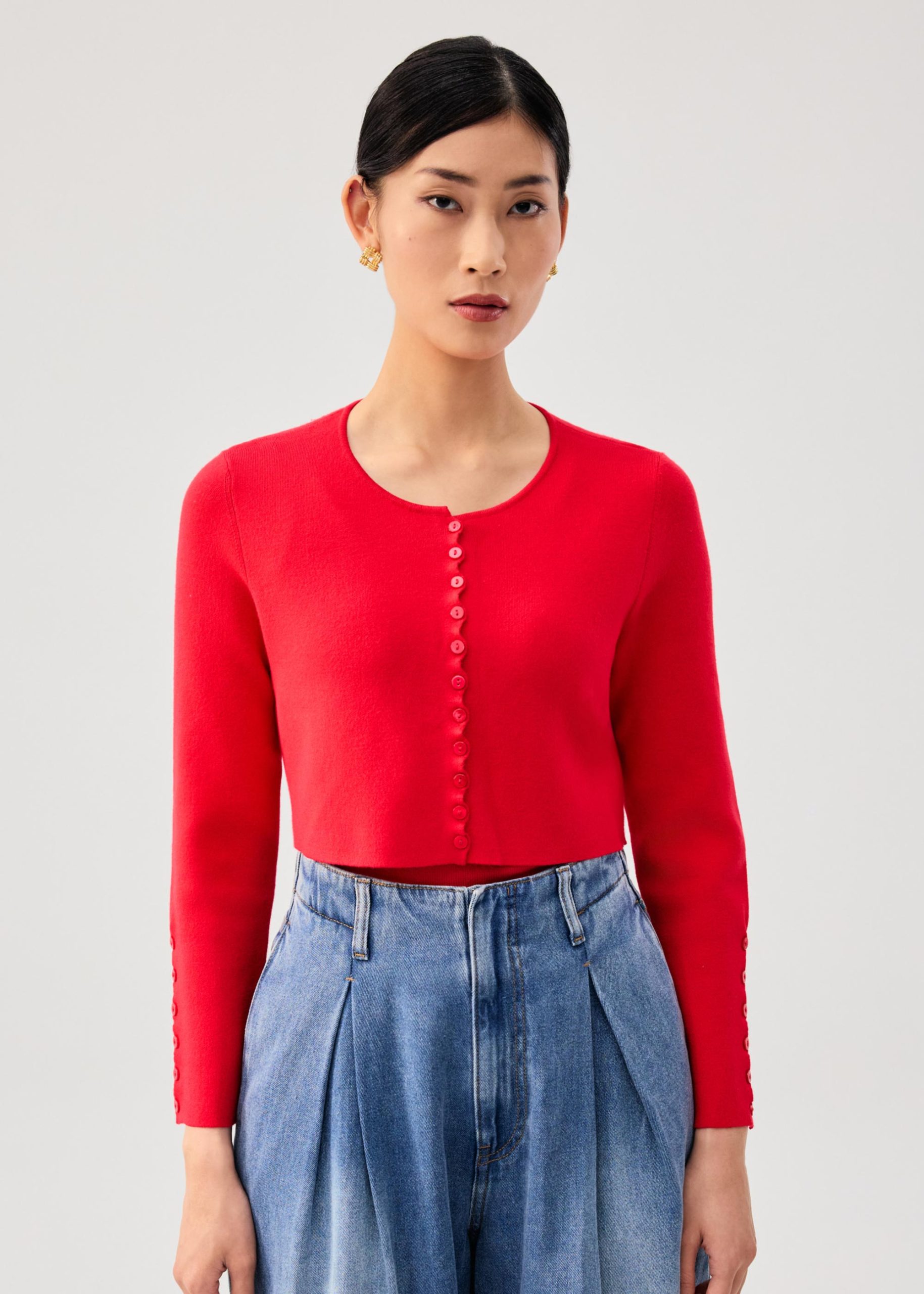 Malee Boxy Knit Scallop Edge Cardigan - Image 27