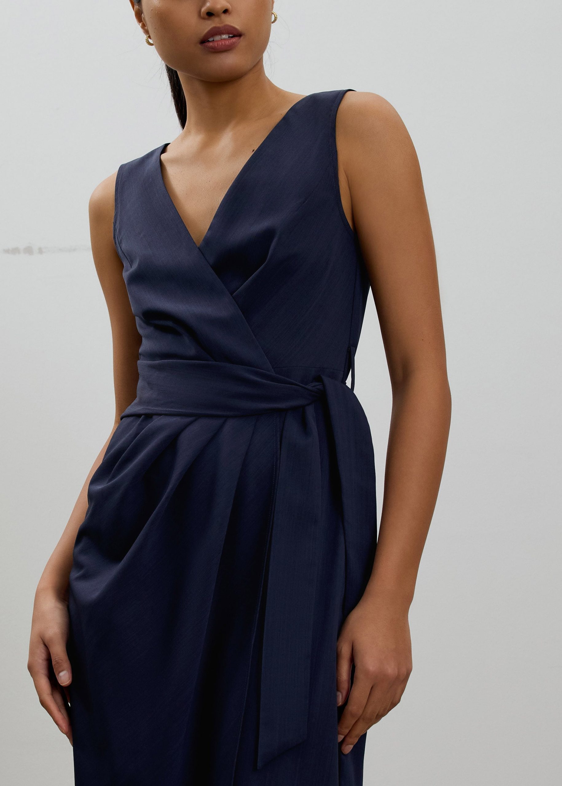 Eun V-neck Wrap Column Midi Dress - Image 3