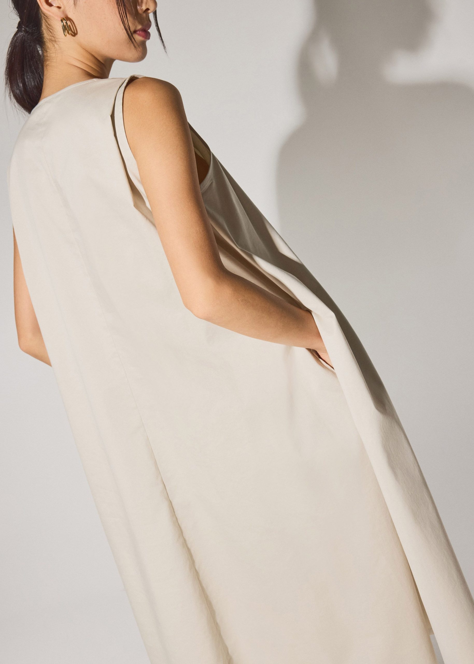 Cotton Quarter Zip Trapeze Midi Dress - Image 4