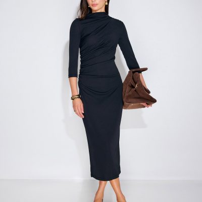 Kyla Jersey High Neck Fitted Midaxi Dress