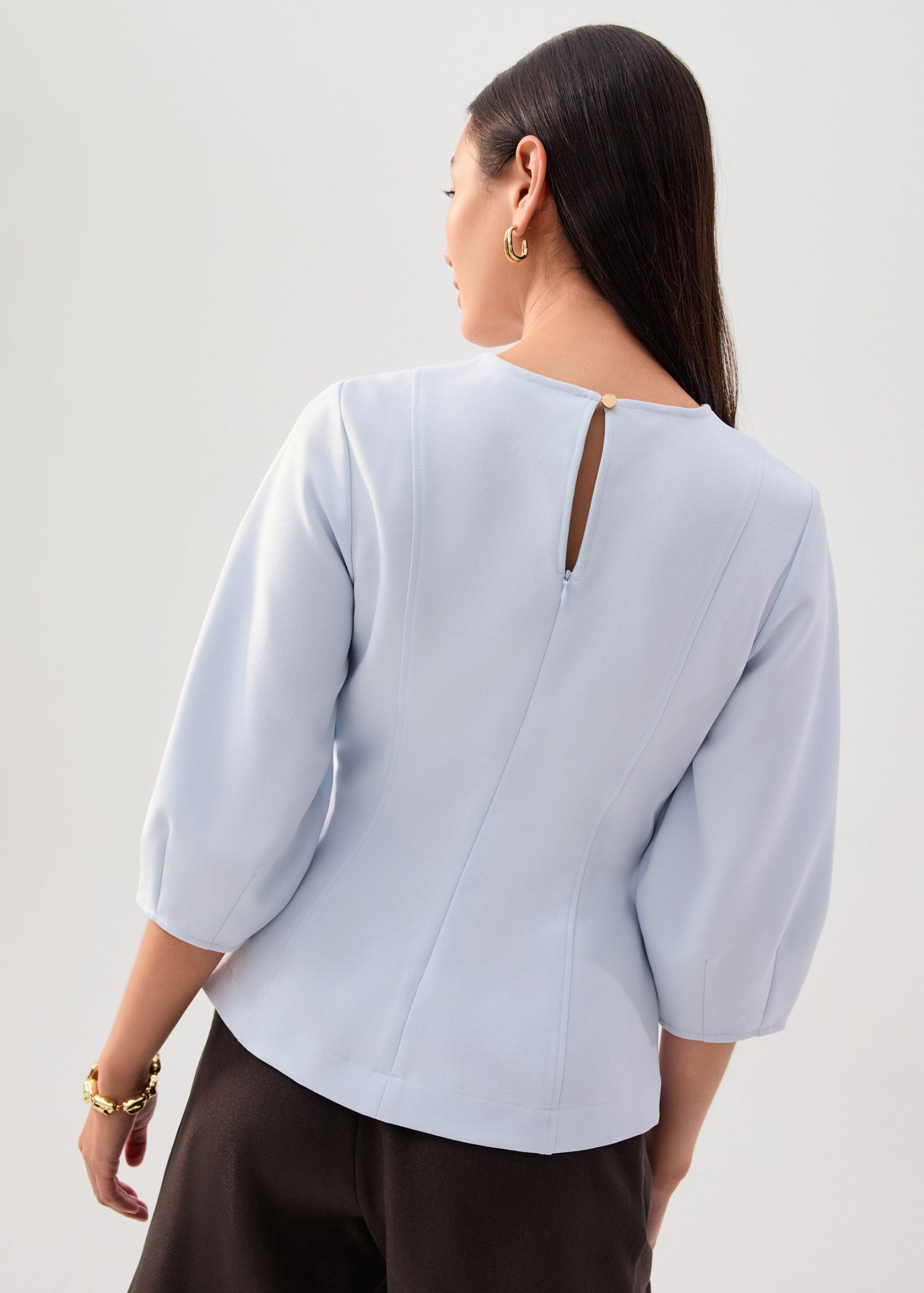 Eunice Panelled Round Neck Puff Sleeve Top - Image 16