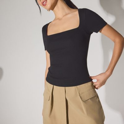 BraFree by LB Jada Square Neck Fitted Tee