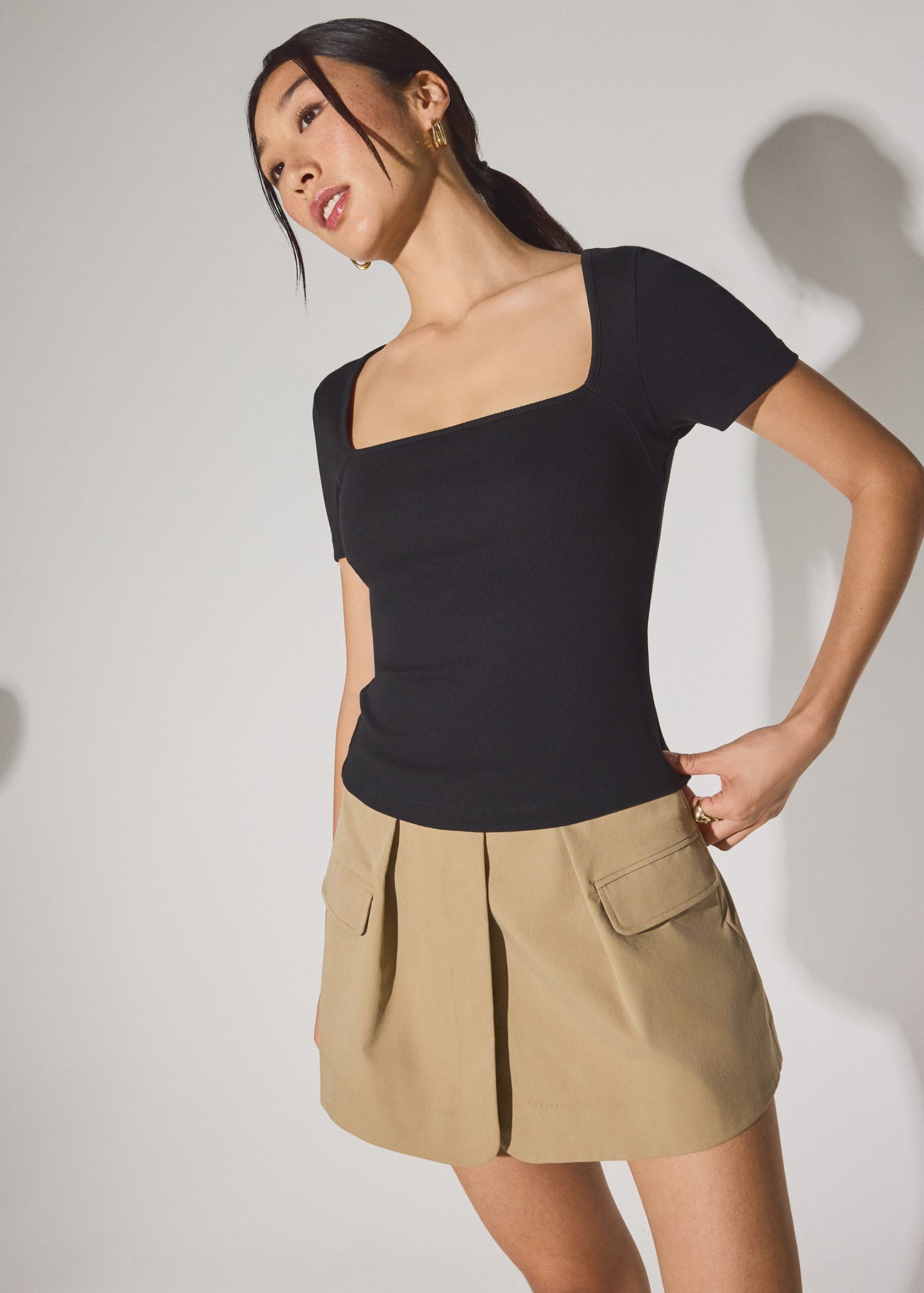 BraFree by LB Jada Square Neck Fitted Tee