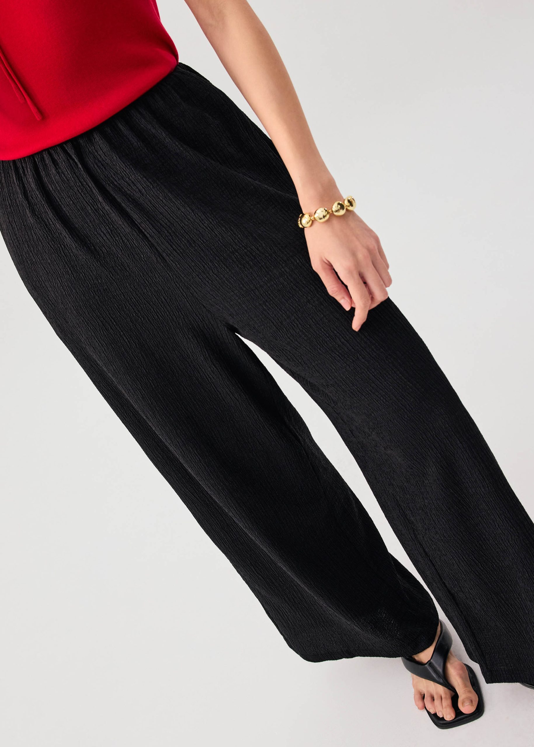 Elastic Crinkled Jersey Wide Leg Pants - Image 7