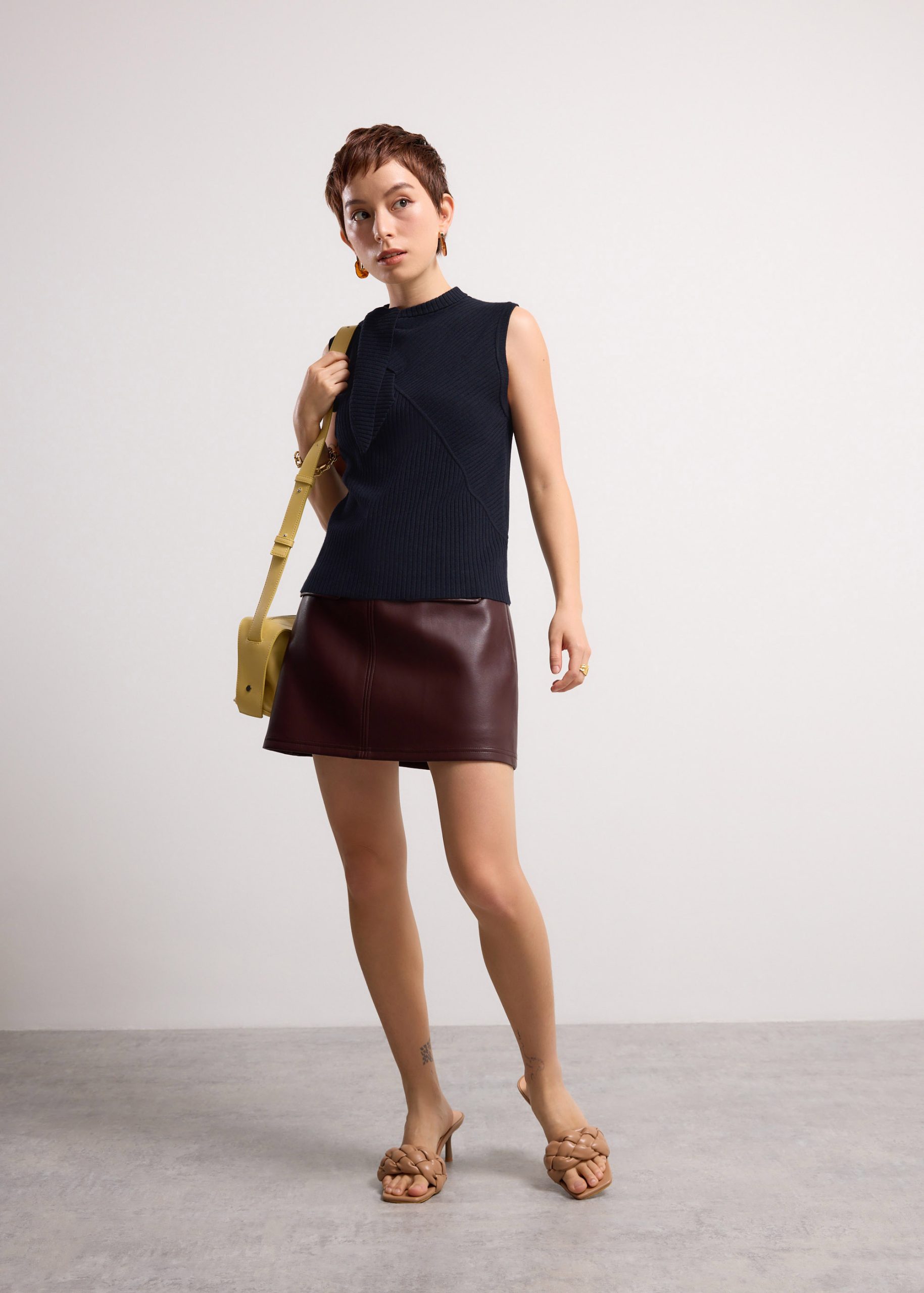 Knit Front Tie Collared Top - Image 7