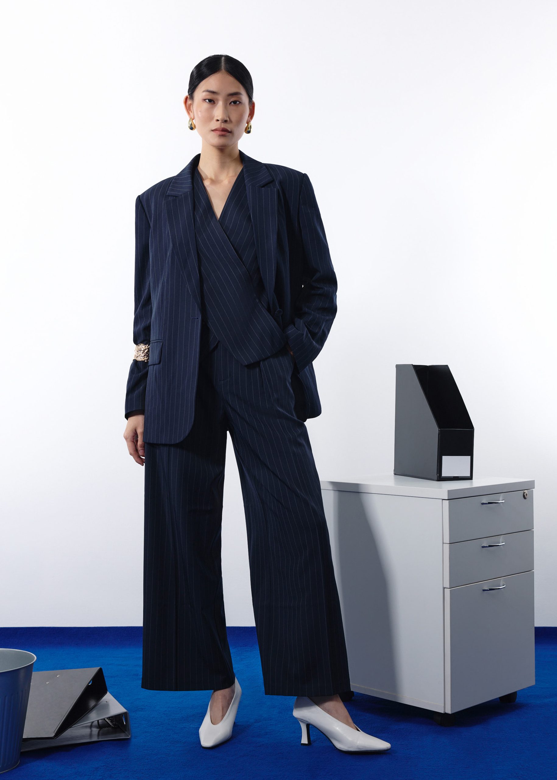 RuchedReady® Rachel Pinstripe Adjustable Waist Blazer - Image 9