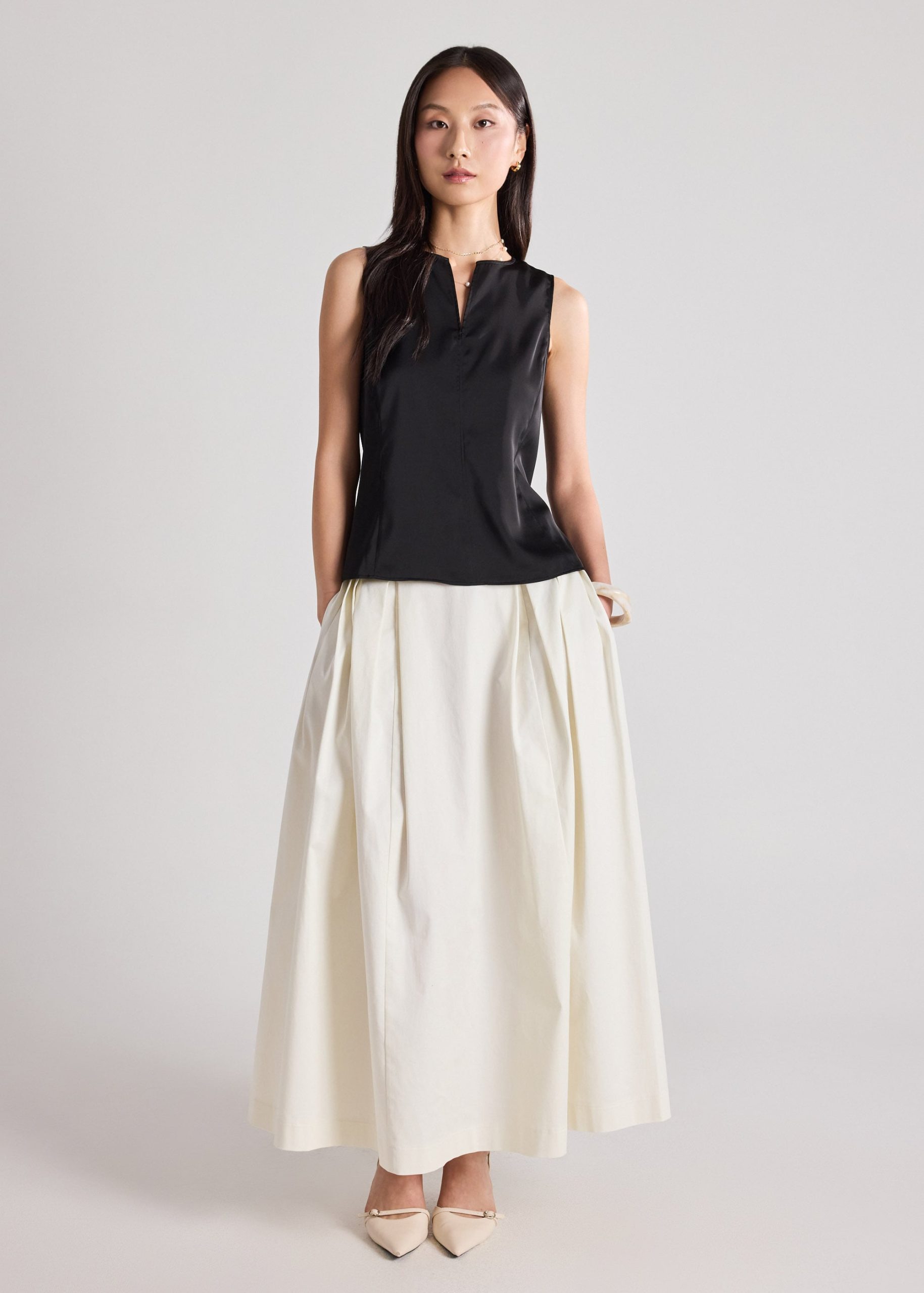 Satin Notched Top