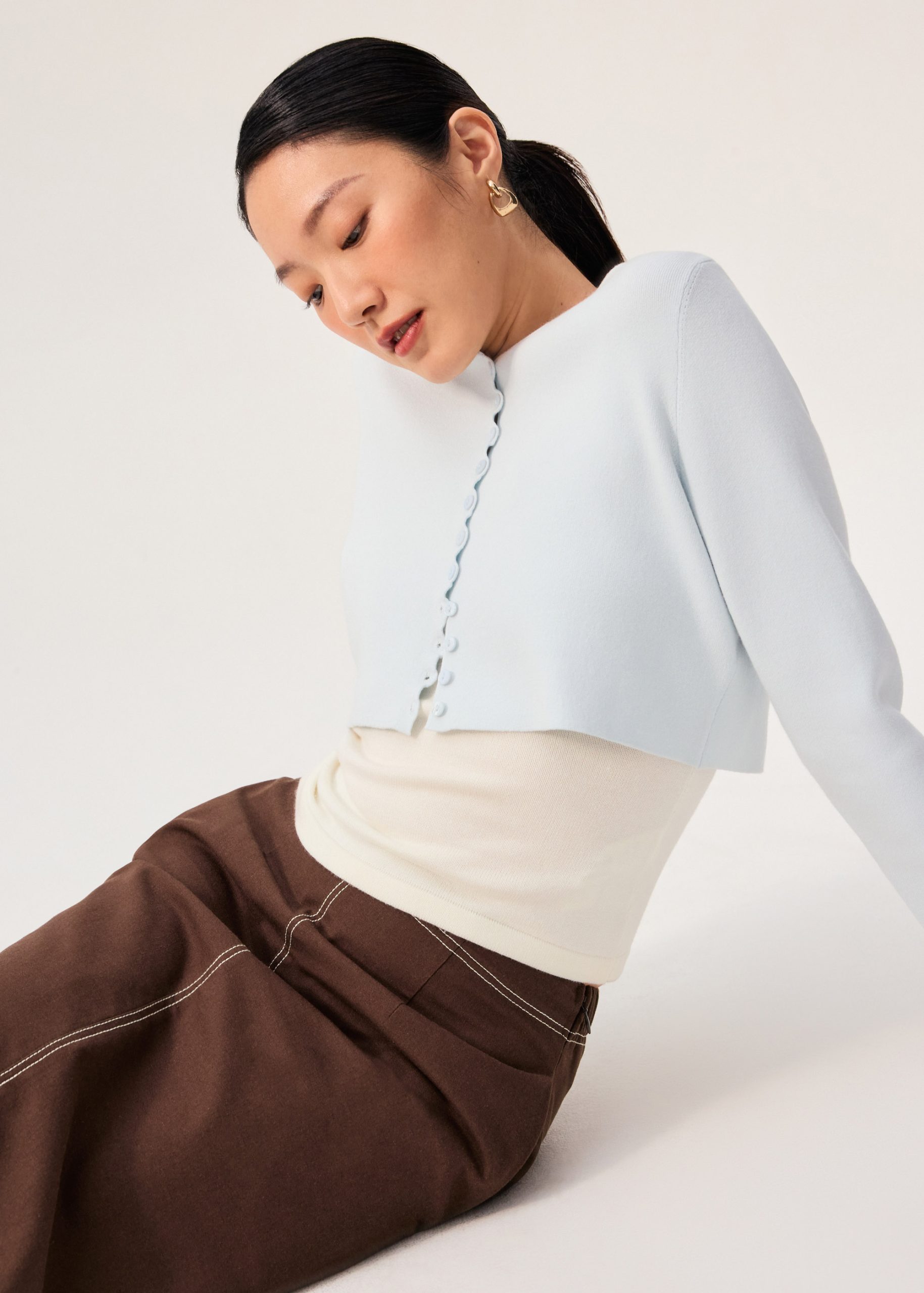Malee Boxy Knit Scallop Edge Cardigan - Image 37
