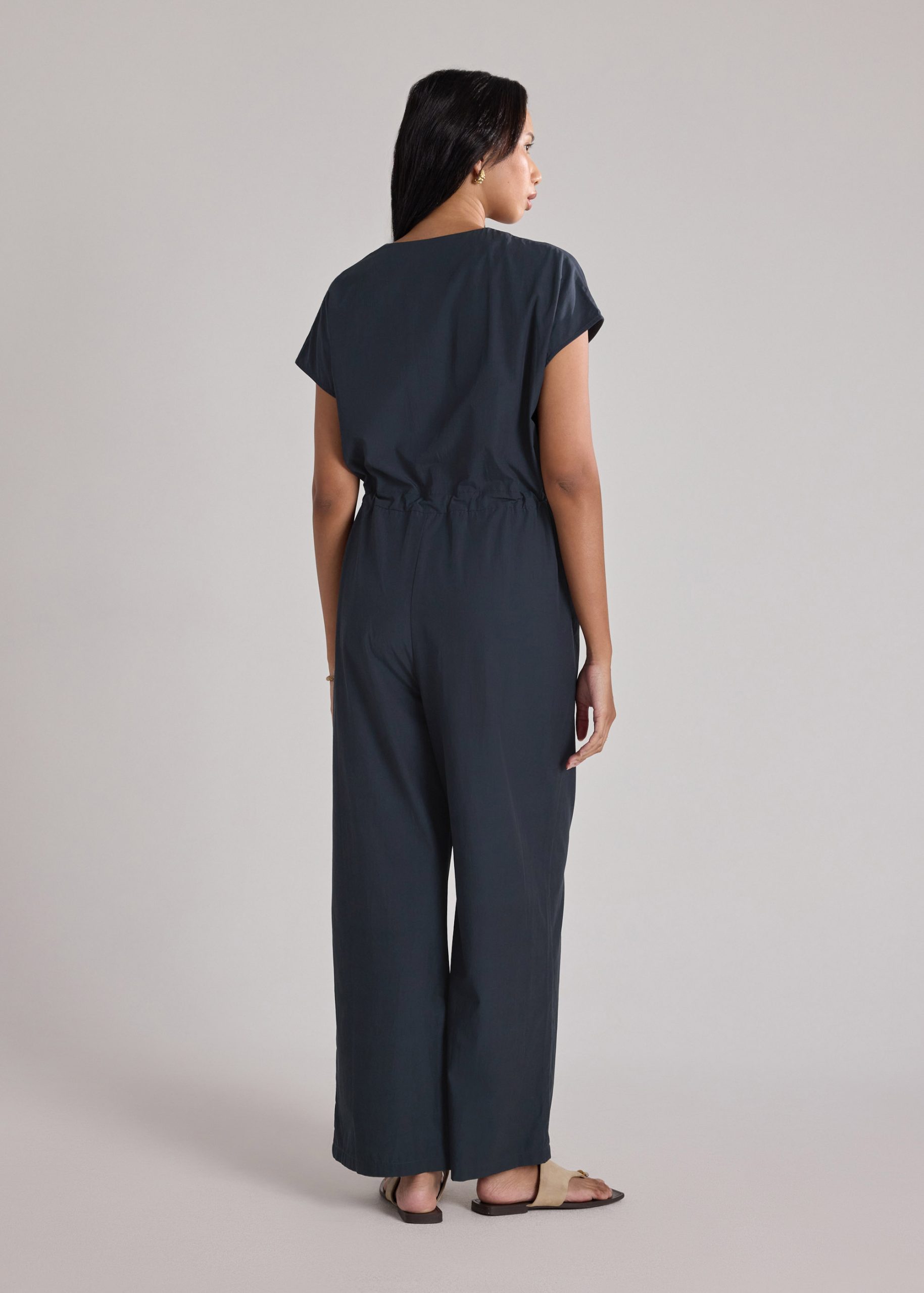 Collared Drawstring Waist Jumpsuit - Image 4