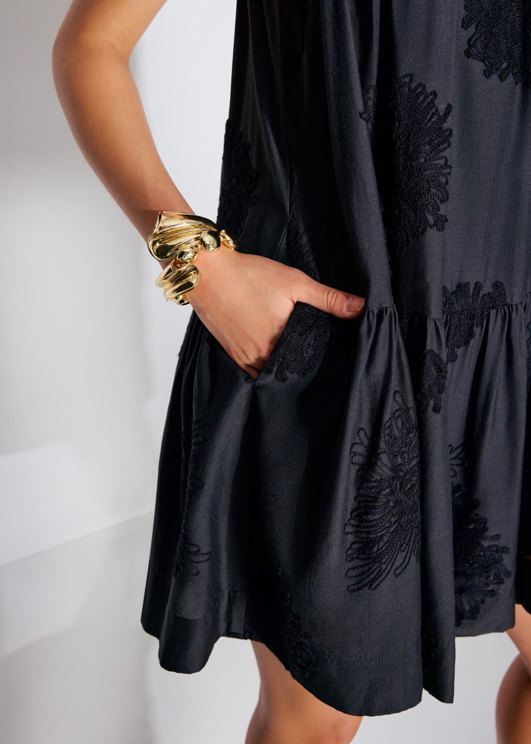 Embroidered Tiered Round Neck Swing Mini Dress - Image 3