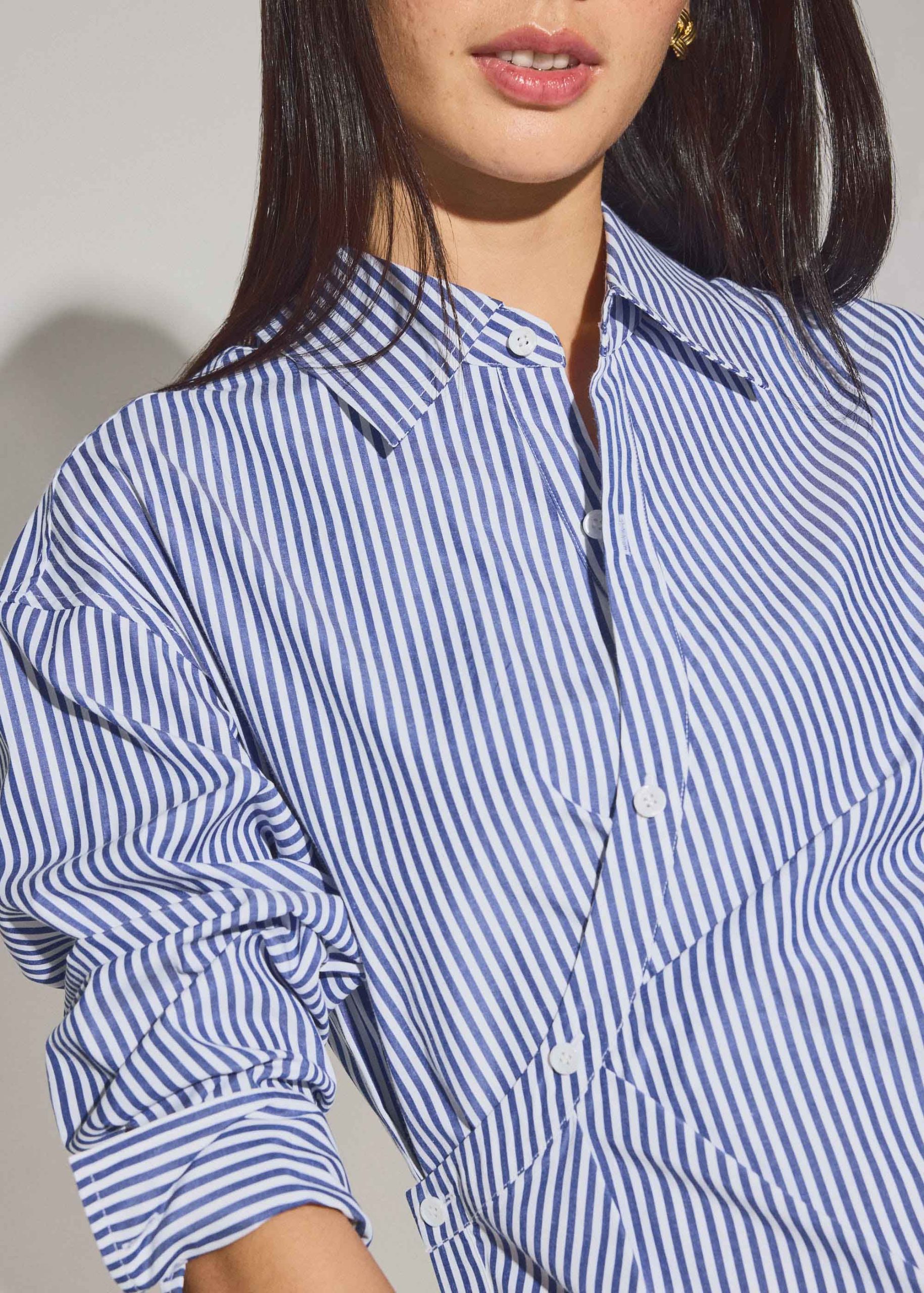 RuchedReady® Striped Cotton Collared A-line Mini Dress - Image 5